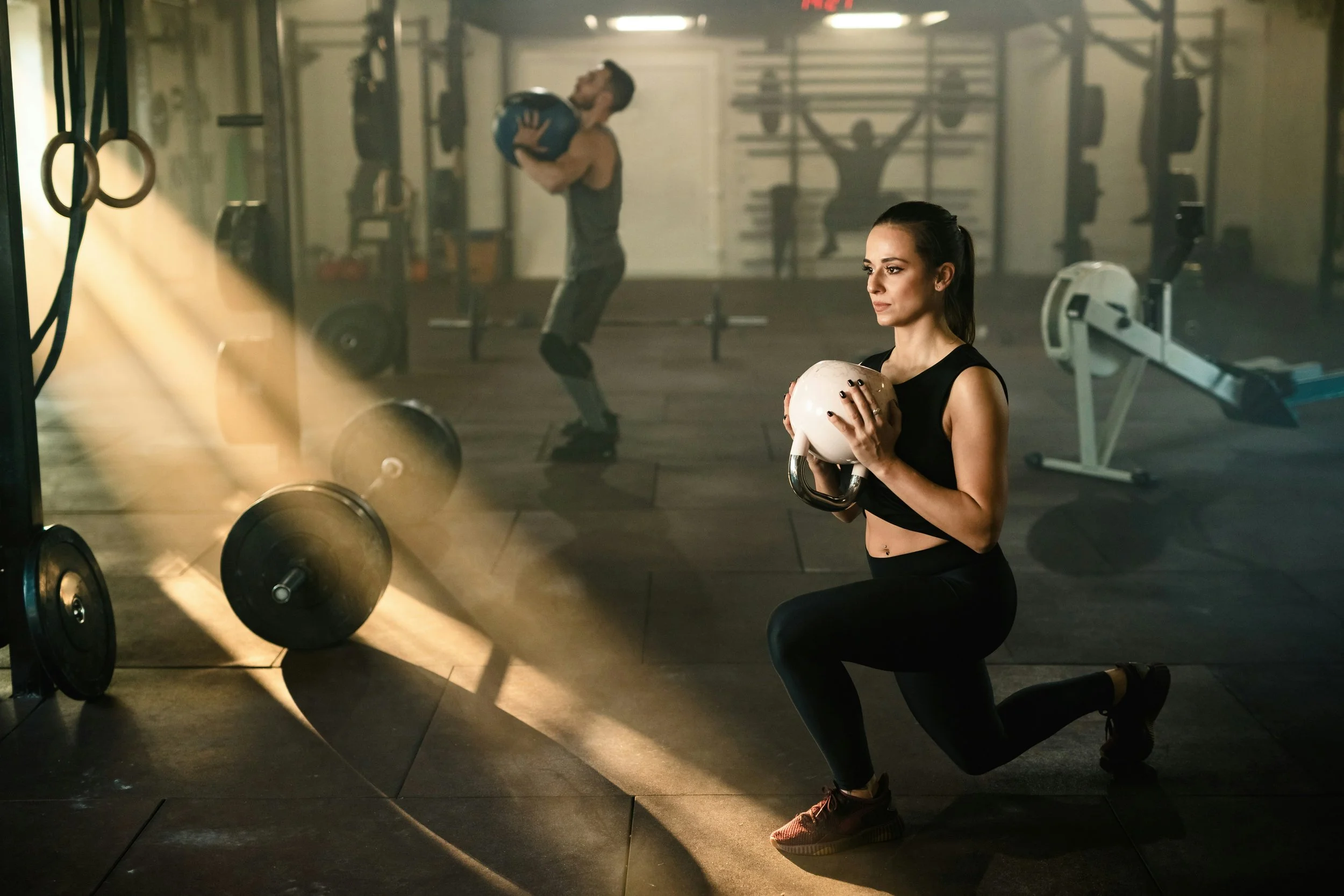 Athlete training at home during a virtual session