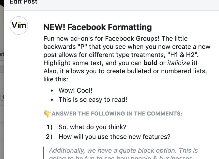 Facebook Text Formatting Is Here Viim