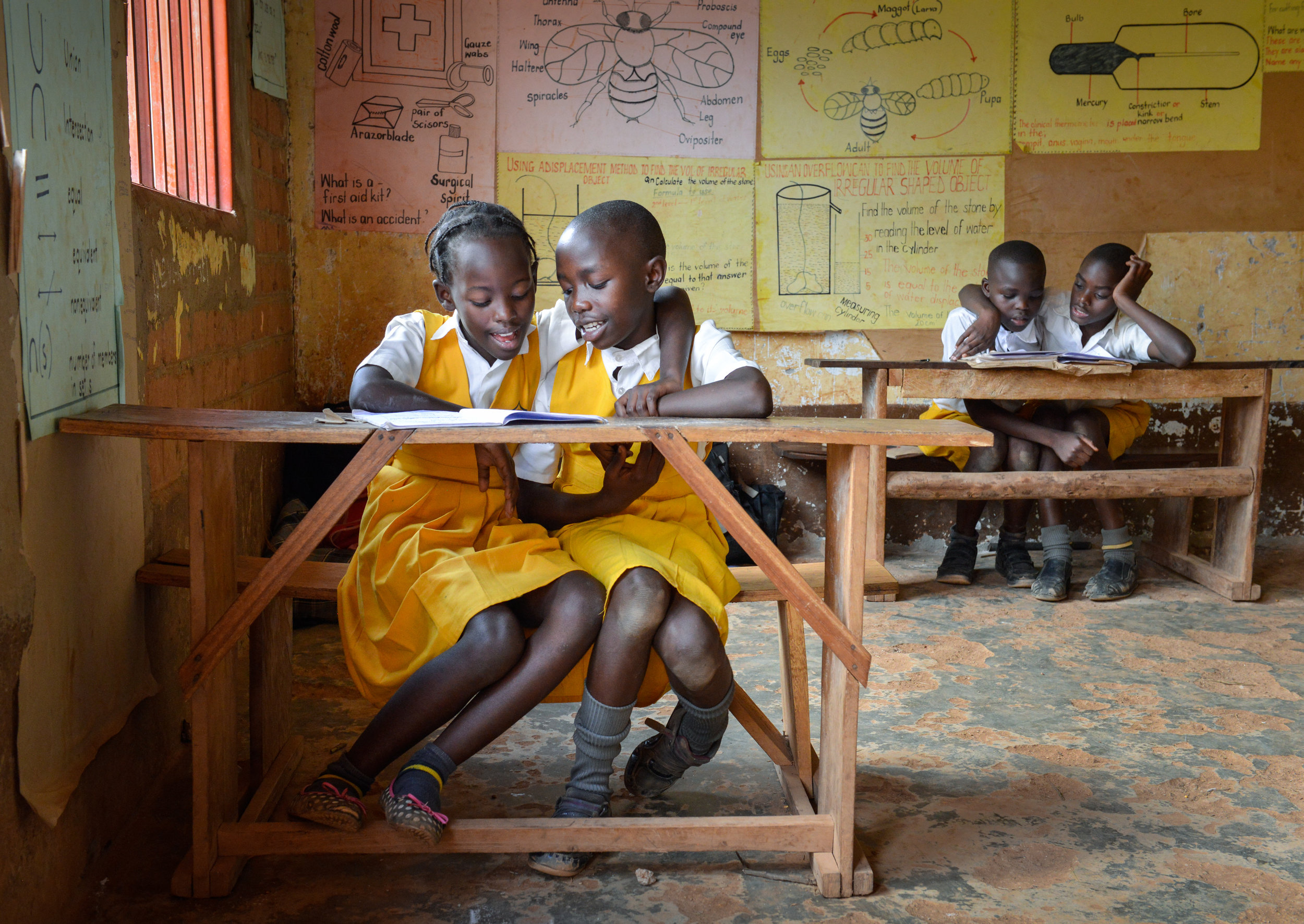 Students at the Rosanna Junior School in the village of Kyebando, Uganda