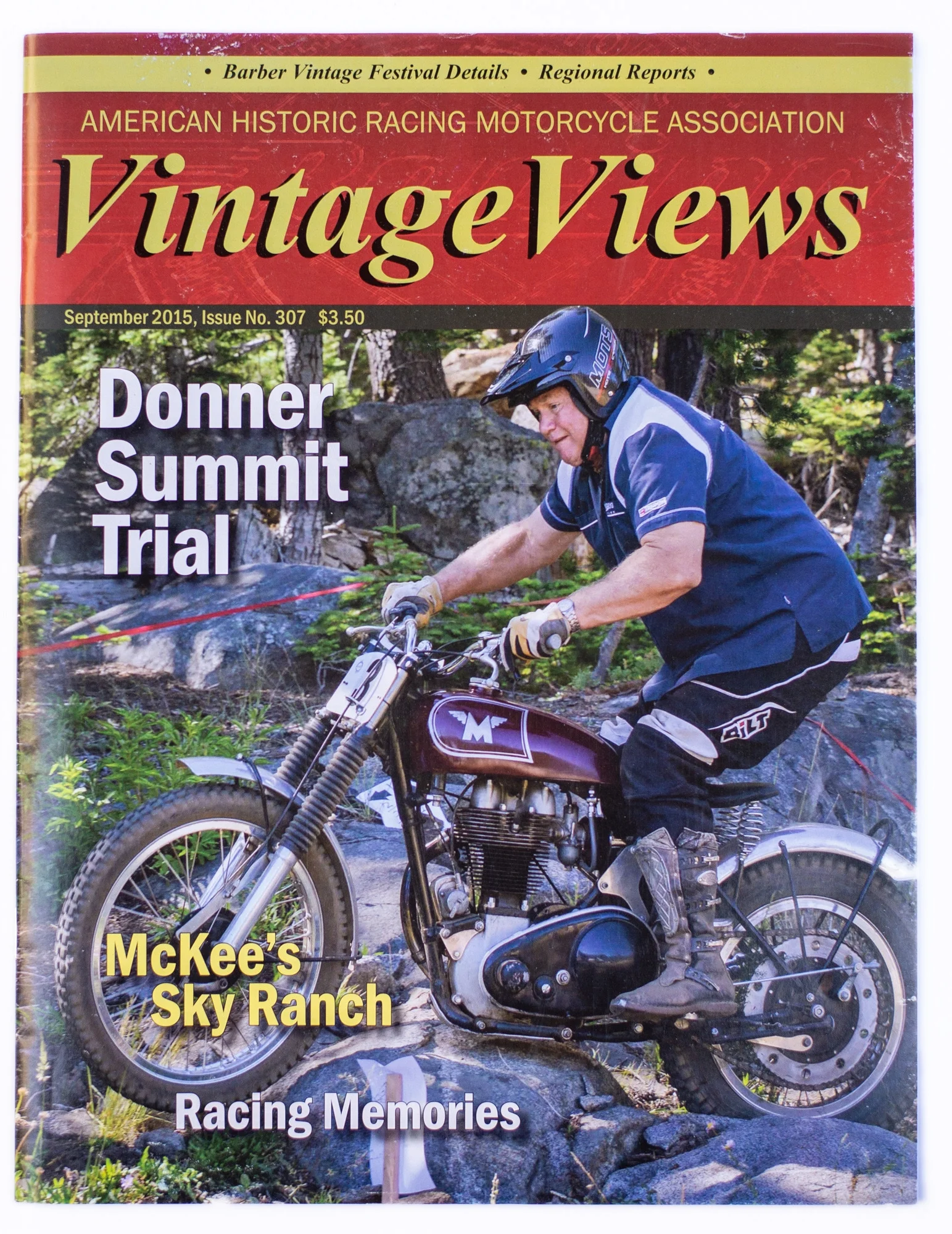 Herb Wolff riding his 1947 Matchless G80 in the Magnum Cup observed trials in Donner, California.