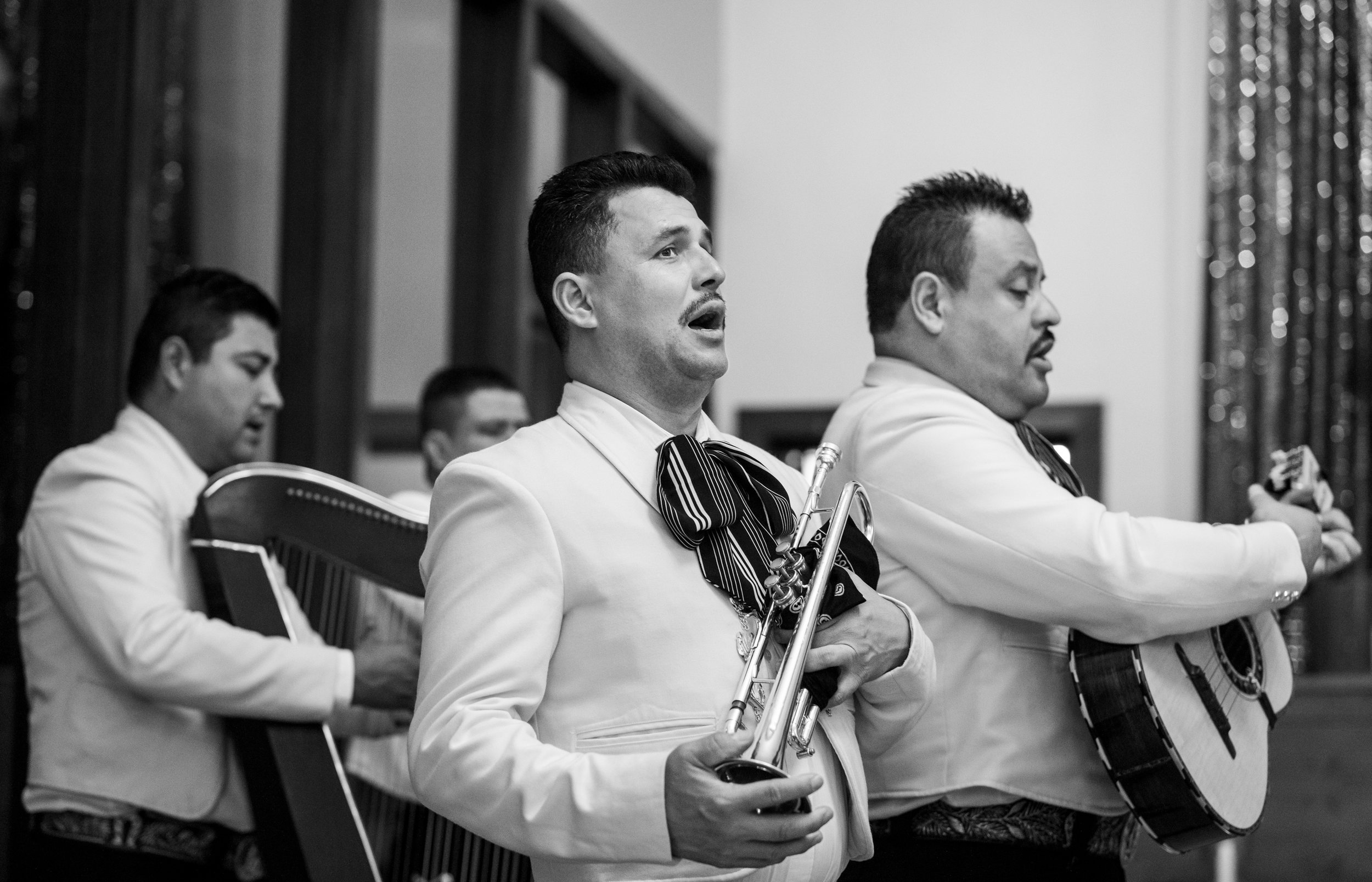 A mariachi group performing during Adriana Gonzalez’s quinceañera at Our Lady of Guadalupe Church in Sacramento, California