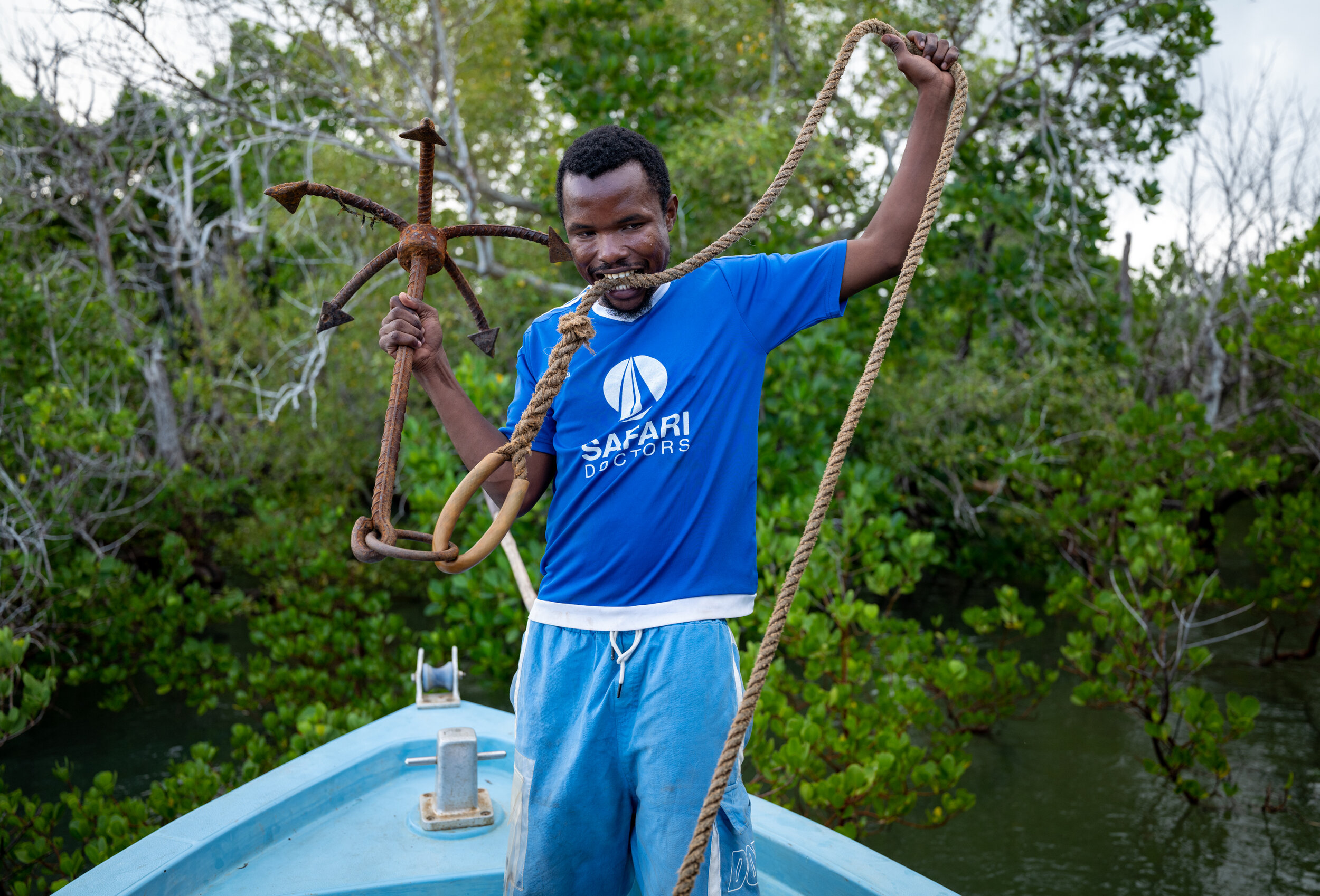 Captain Fahmi Said weighs anchor on the Mama Daktari off the coast of Kenya