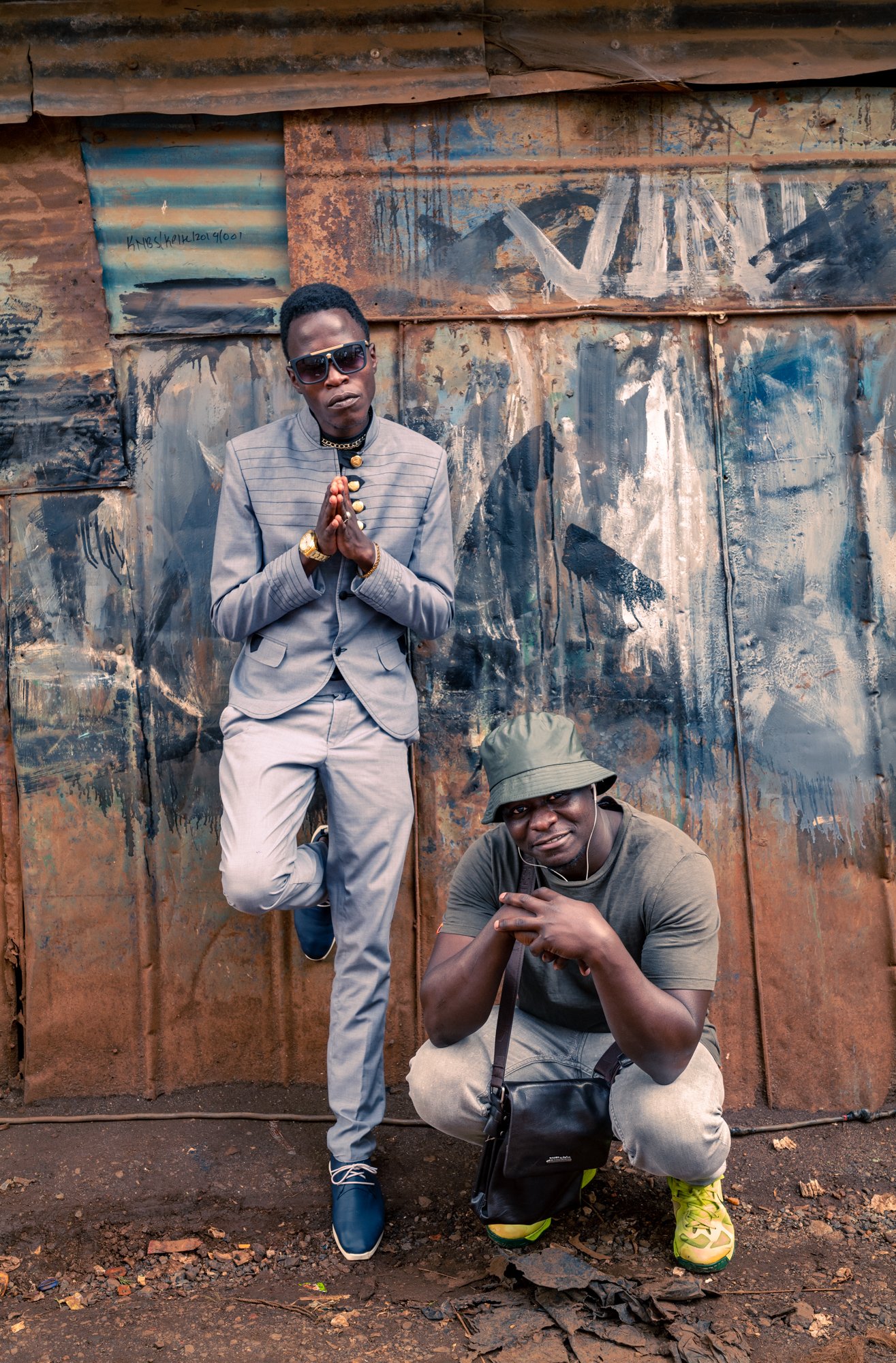 Musicians Futwax Aboro and Kushman Sharizzy in the Kibera slum in Nairobi, Kenya