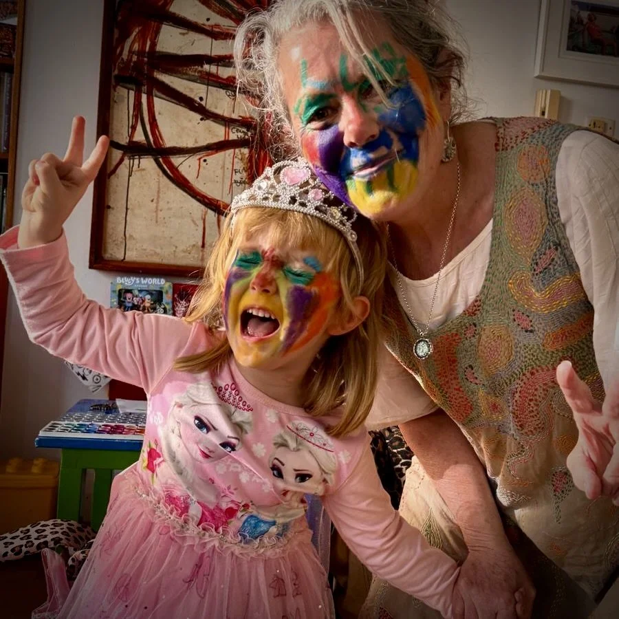 Bronwyn and granddaughter with painted faces