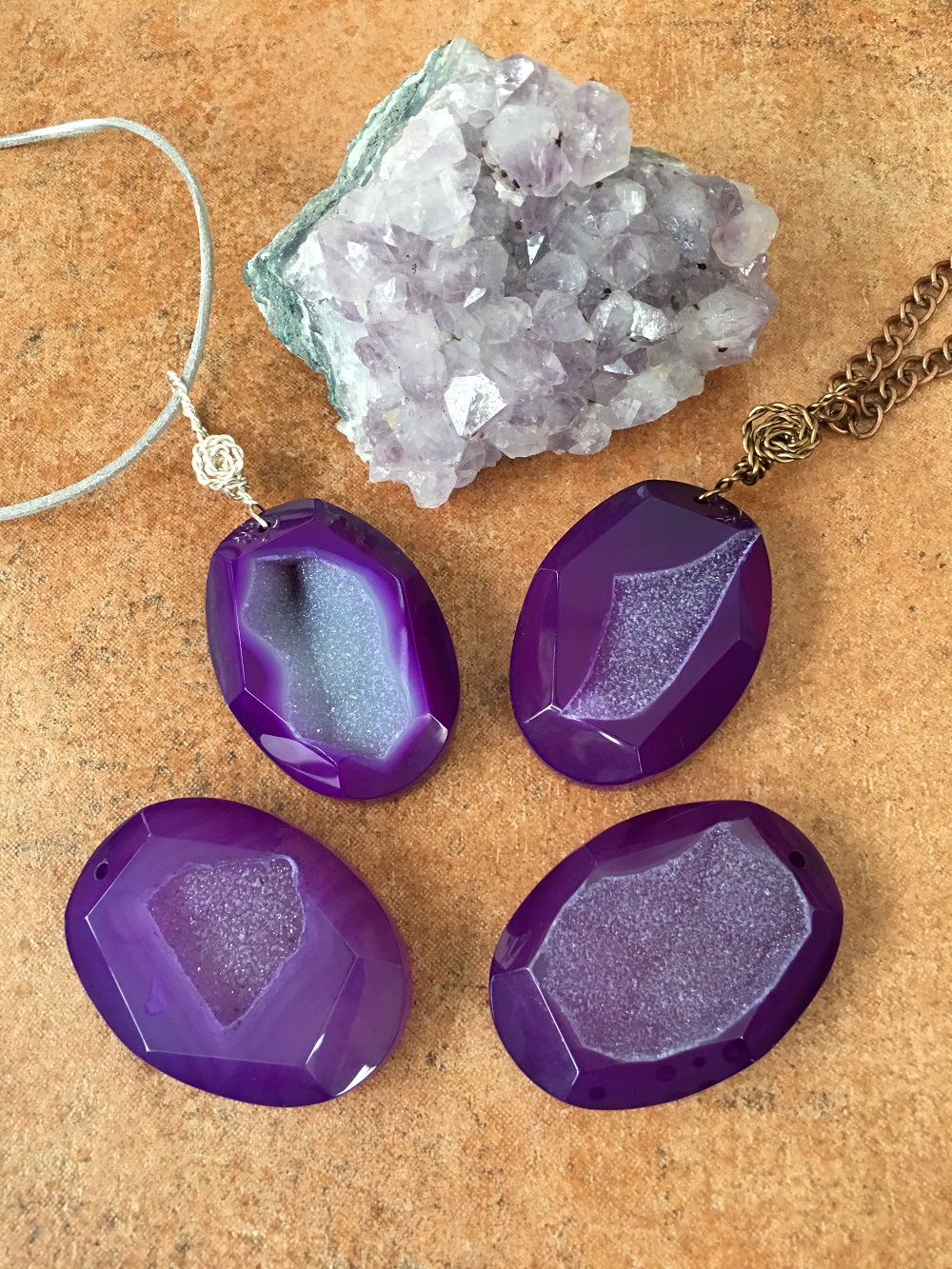 Purple Drusy Agate Necklace/Pendant
