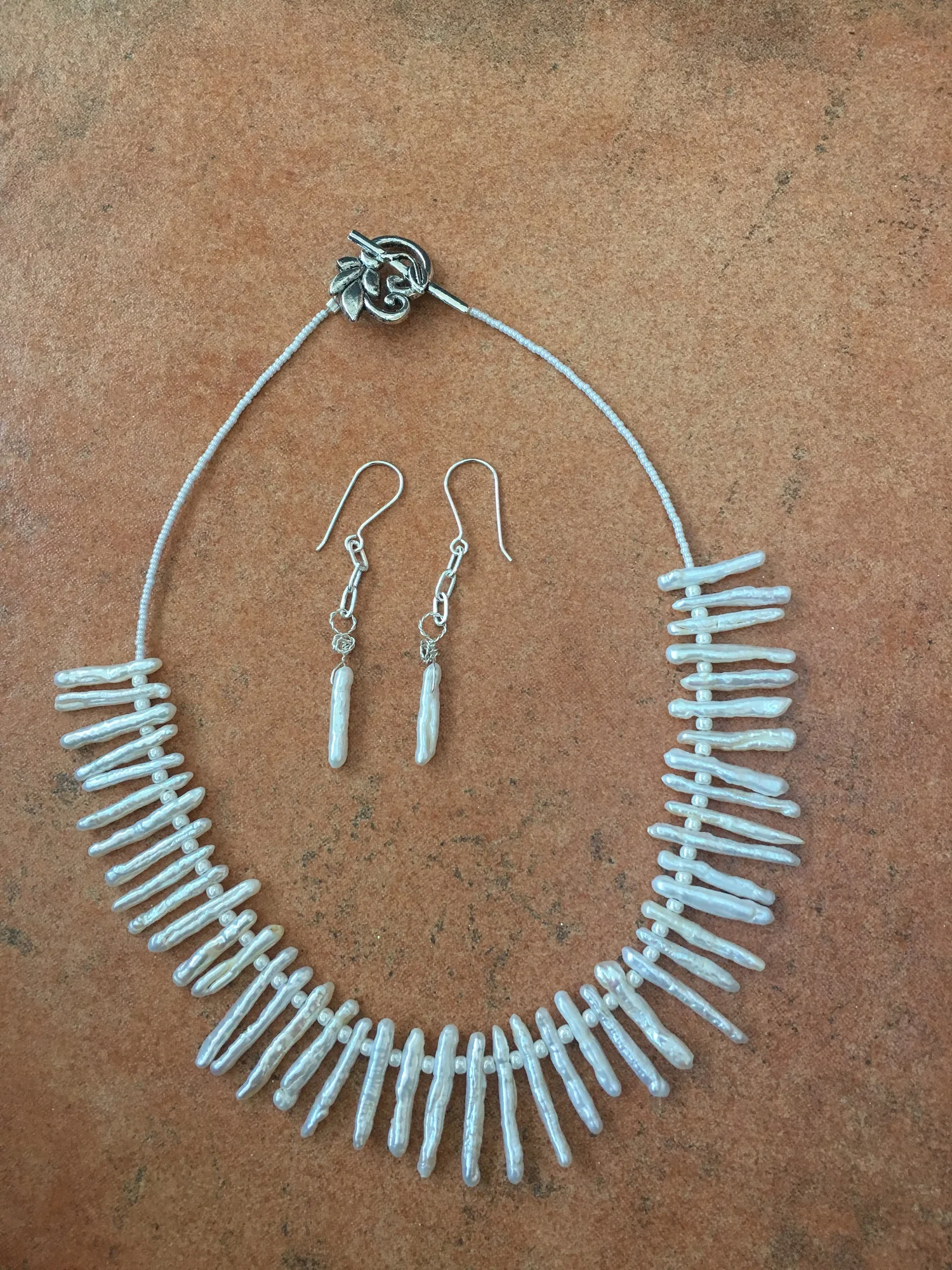 Cultured Pearl Icicle Necklace and Earrings