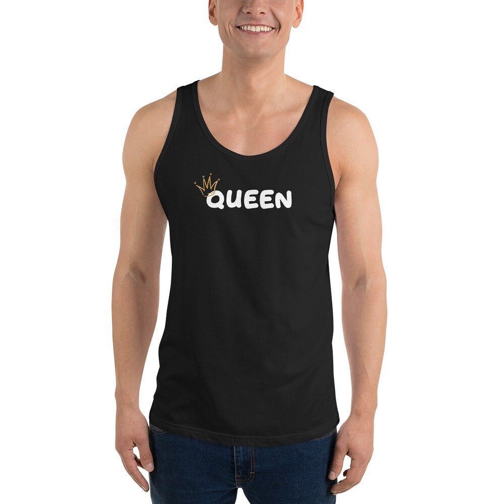 Get ready to feel like royalty in this queen-inspired tank top 👑🌟 And don't forget to use code INSTA for a sweet discount! #pridegear #queerapparel #royalvibes #chrispowdesign #tanktop #instashop