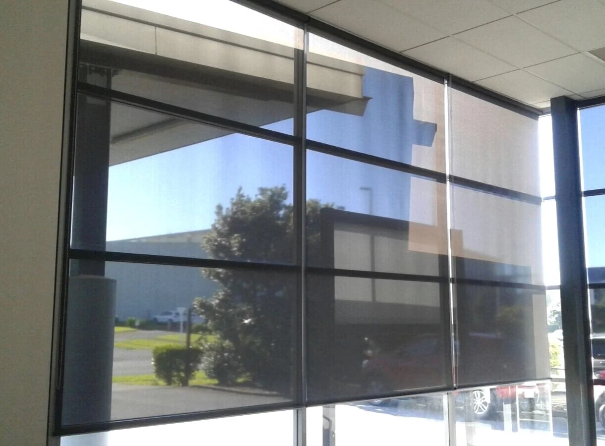 Sunscreen blinds in office reception