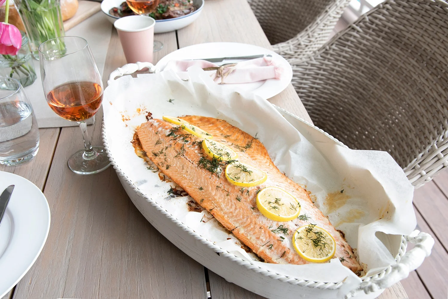 Herb Baked Salmon Side.