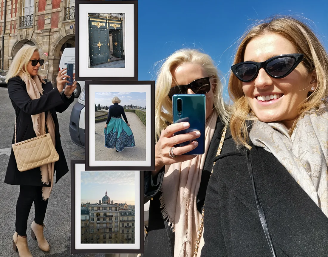 Wandering the streets of Paris with my partner in snapping, Kate Waterhouse. The Huawei P30 Pro comes in two beautiful colours Breathing Crystal and Aurora which is the colour we’re using (above).