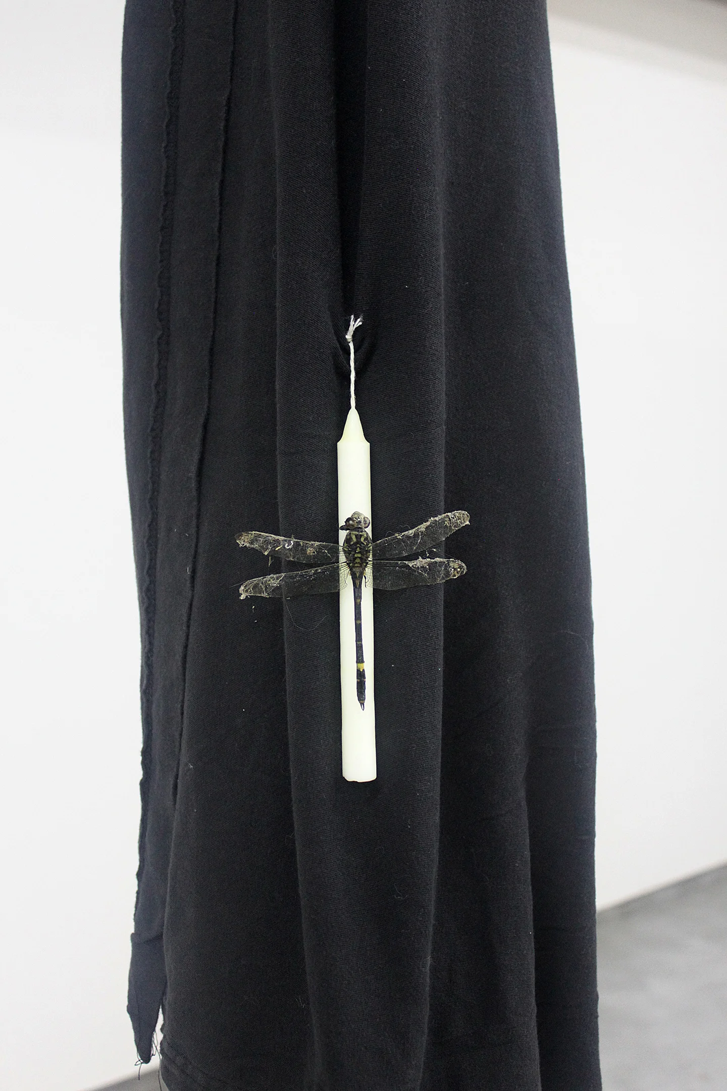 bed sheet, candle, dragonfly