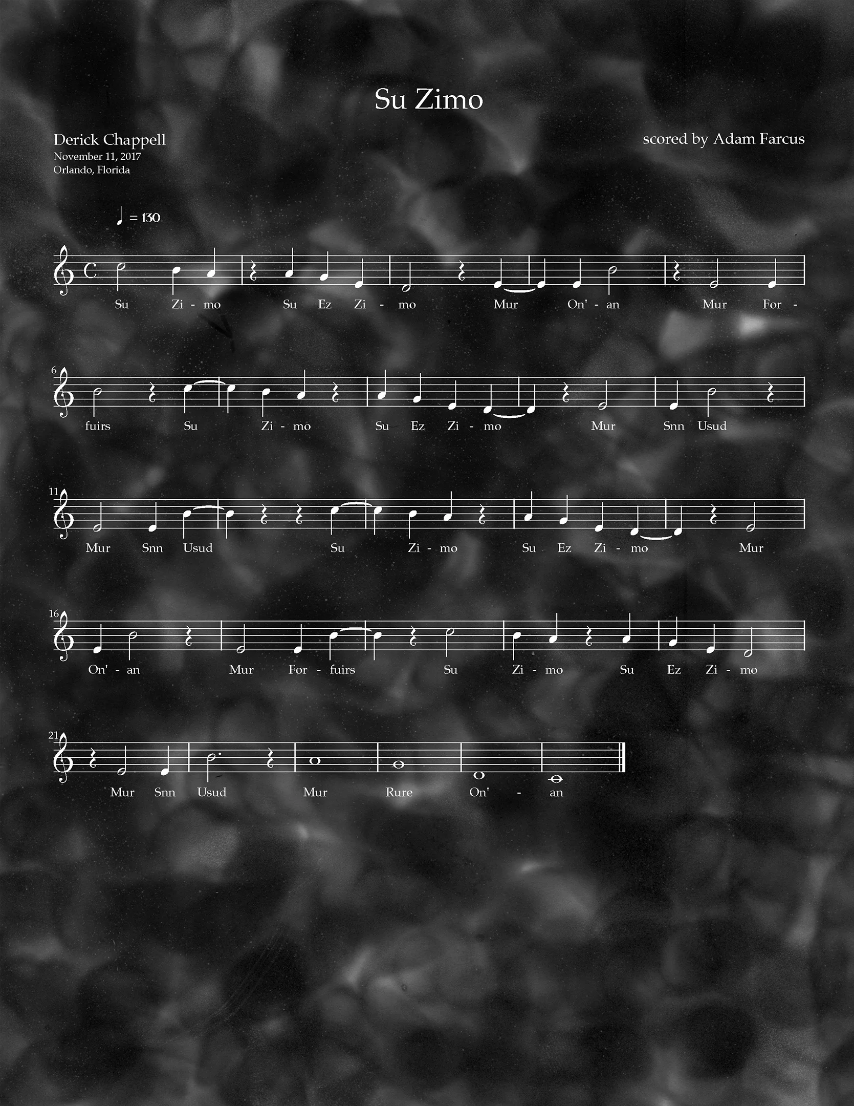 score written by Derick Chappell at Art in Odd Places 2017: NOISE/Orlando (scored by Adam Farcus)