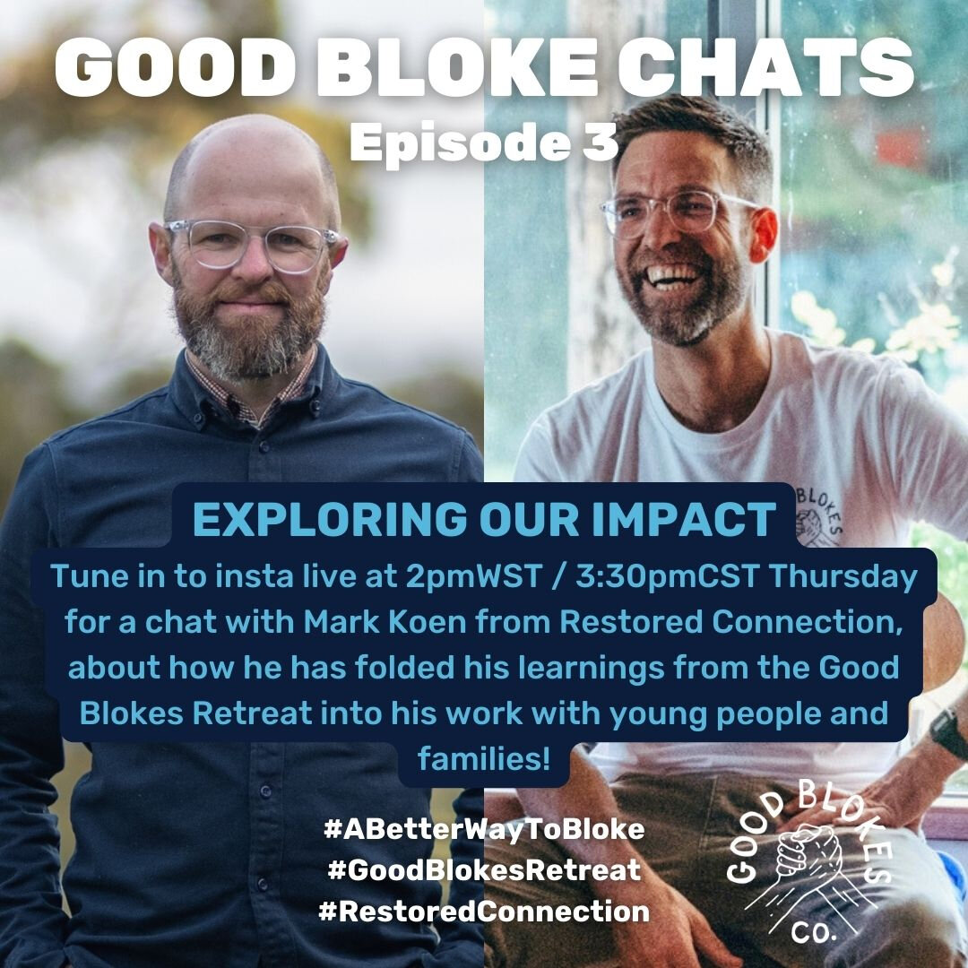 THURSDAY ARVO! Tune in for another chat with a very 'Good Bloke' from our community who's turned his experience on the #GoodBlokesRetreat into positive action in his community.⠀⠀⠀⠀⠀⠀⠀⠀⠀
⠀⠀⠀⠀⠀⠀⠀⠀⠀
Mark is the founder of @restored_connection, a place o