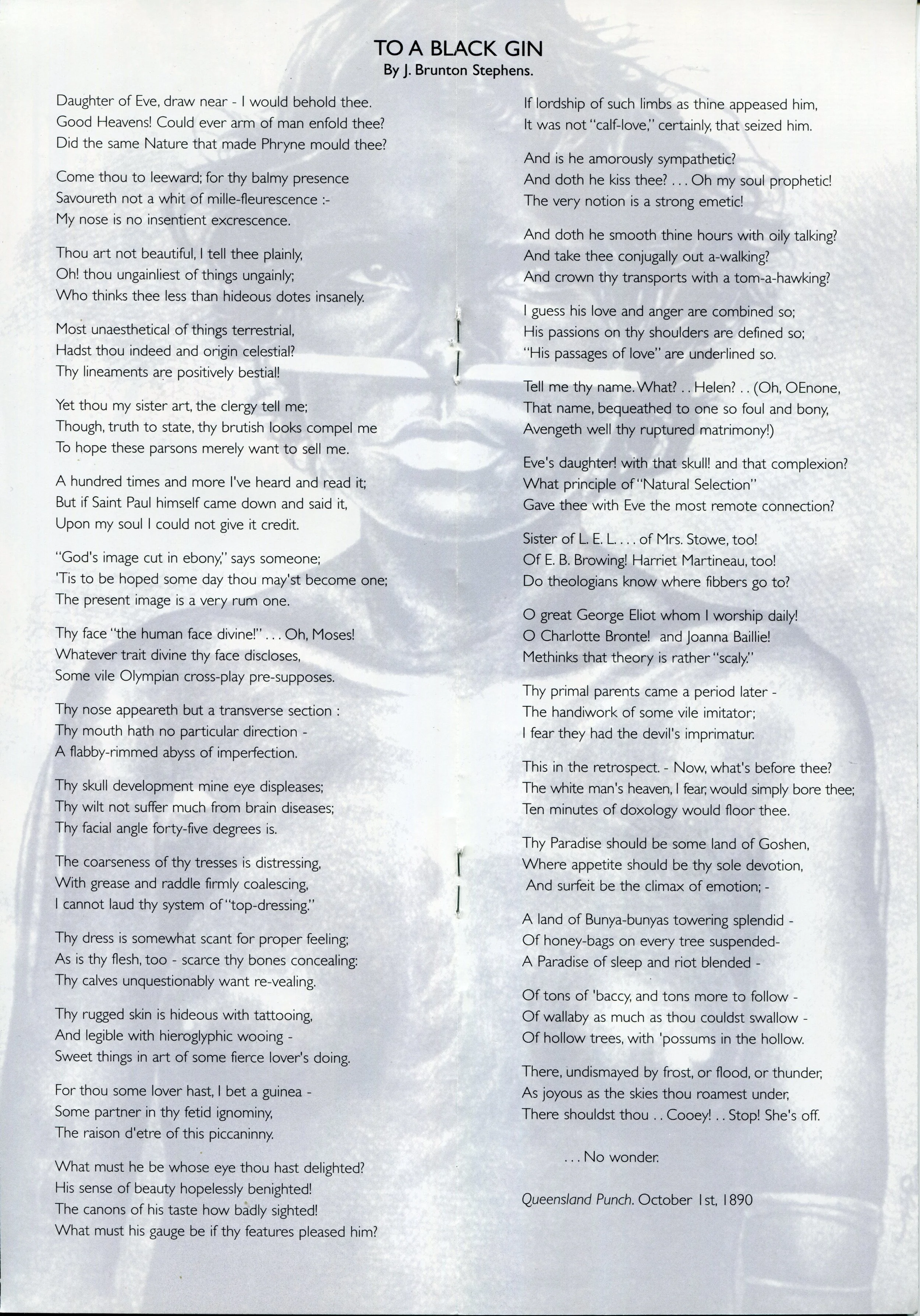 James Brunton Stephens (1835-1902) was for a period in the 1880s regarded as Australia’s greatest living poet. (see Australian Dictionary of Biography )