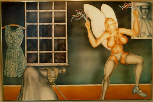 Studio Angel enamel on marine wood c. 120 x 165 cm (sold in 1981 current whereabouts unknown)