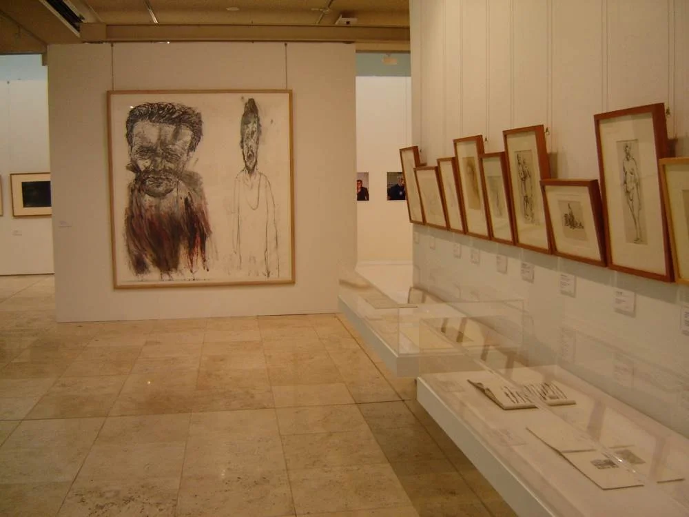 Installation view (main wall Mike Parr)