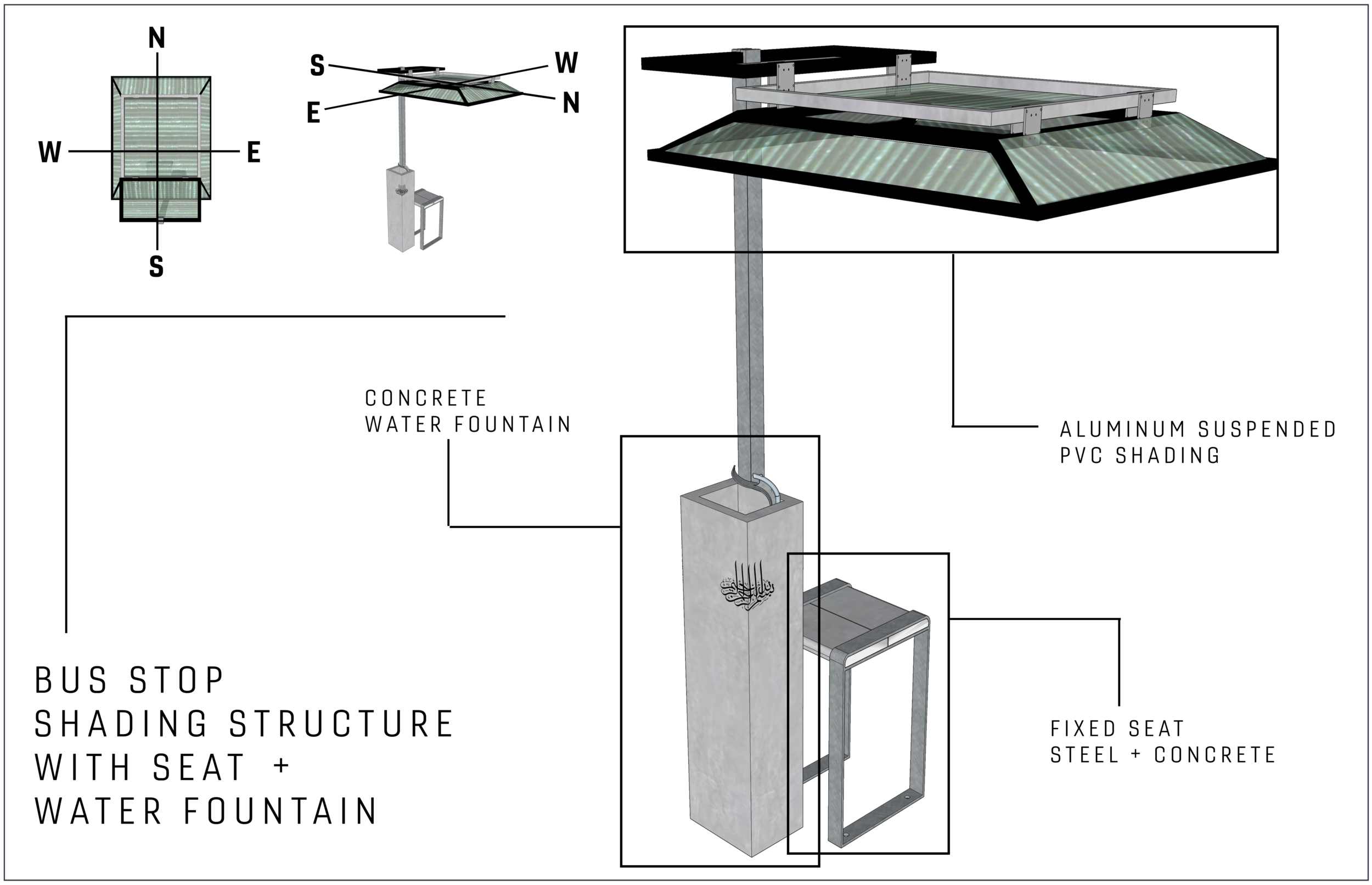 BUSHADEBUS STOP SHADE AND WATER FOUNTAINCOMMUNITY WORK