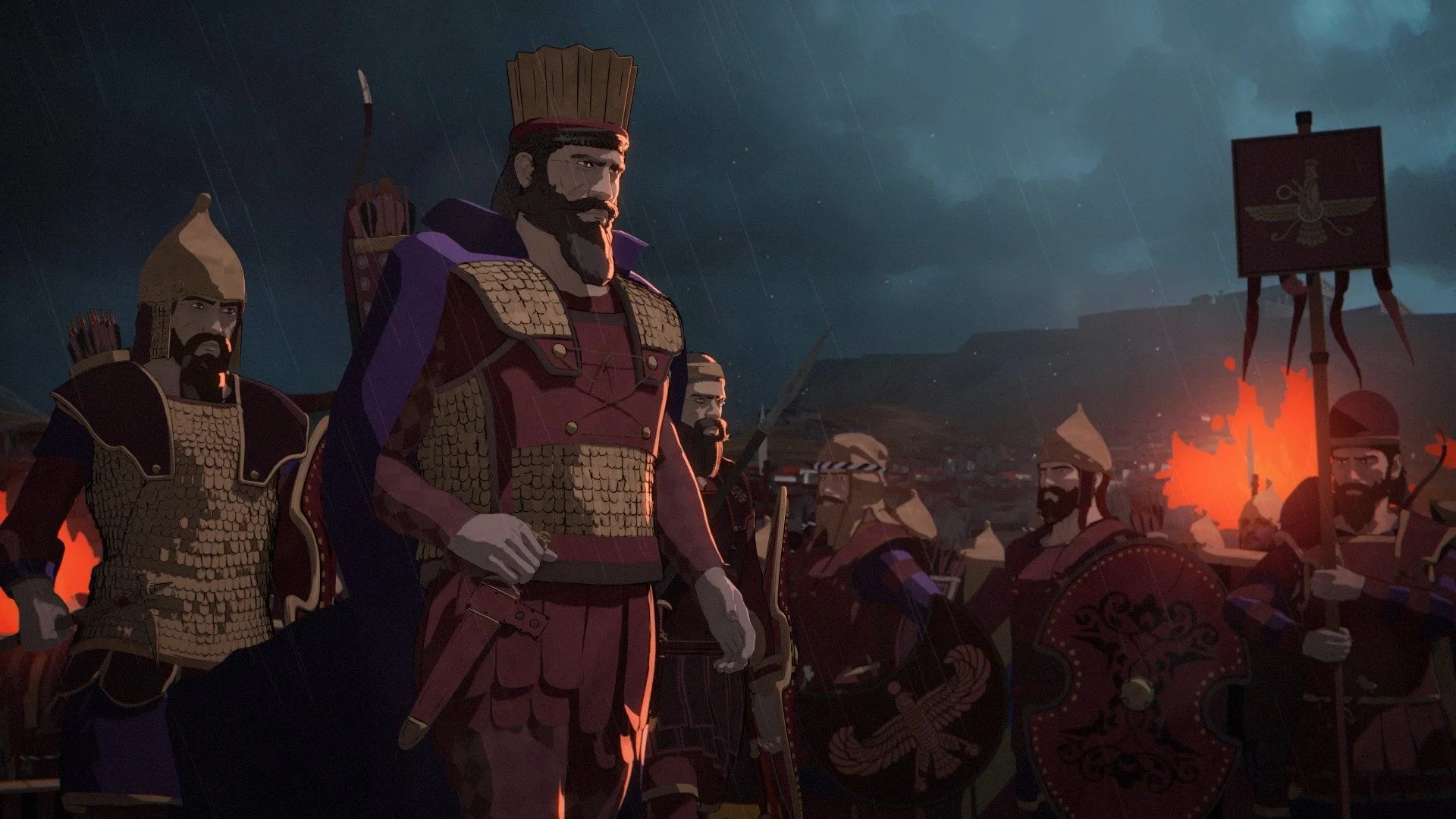 My goal with Heroes of Bronze is to portray both sides of the conflict in a faithful manner. So no... not only the Greeks will look cool 😊

In other news: after a year of practicing, I was finally able to animate all that you see in the shot using k