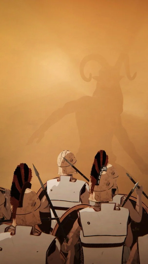 Heroes of Bronze is not a story about gods and immortals. Instead, it is about historical events, about real, mortal people who participated in them. 

However, ancient gods were ever-present in the lives of ancient Greeks &mdash; in everyday actions