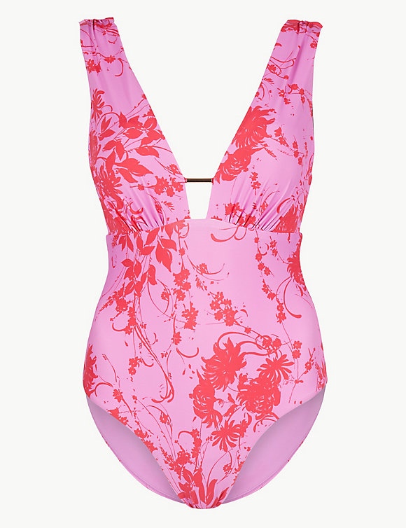 M&amp;S Non-Wired Plunge Swimsuit £28