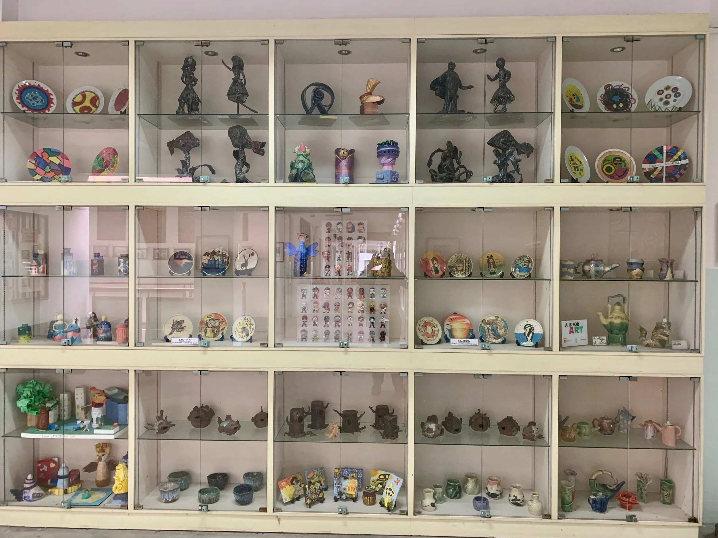 Student artwork is on display in hallways.