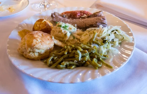 A southern food plate from chef Edna Lewis recipes.
