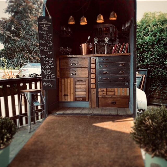 Why not exercise social distancing at its finest! The Horsebox Pub on the terrace open all weekend. Sit as close or as far as you wish. #keepyourdistance #stillopen #outsidedrinking #chobham