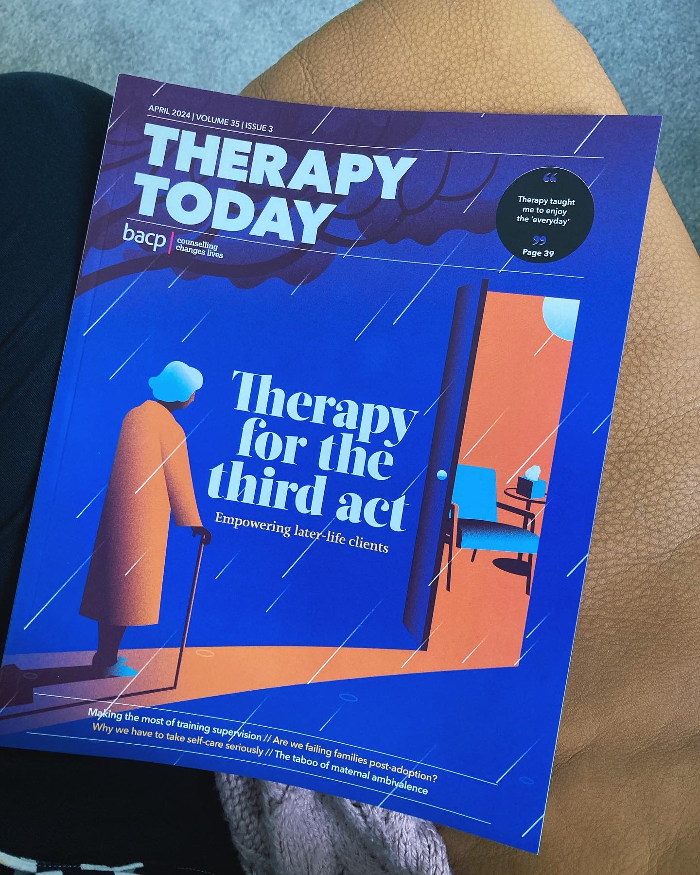 Let&rsquo;s review Therapy Today lead article: Therapy for the third act- empowering later life clients&hellip;.

So nowadays I seem to end up working with clients in their 20s and 30s (mostly). But on placement I saw a lot of older clients. The olde