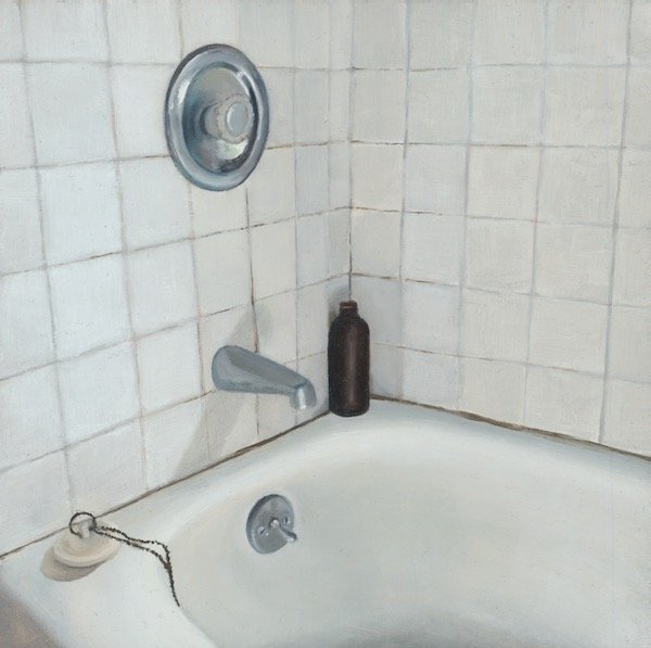 Bathroom 6" x6" oil on panel (sold)