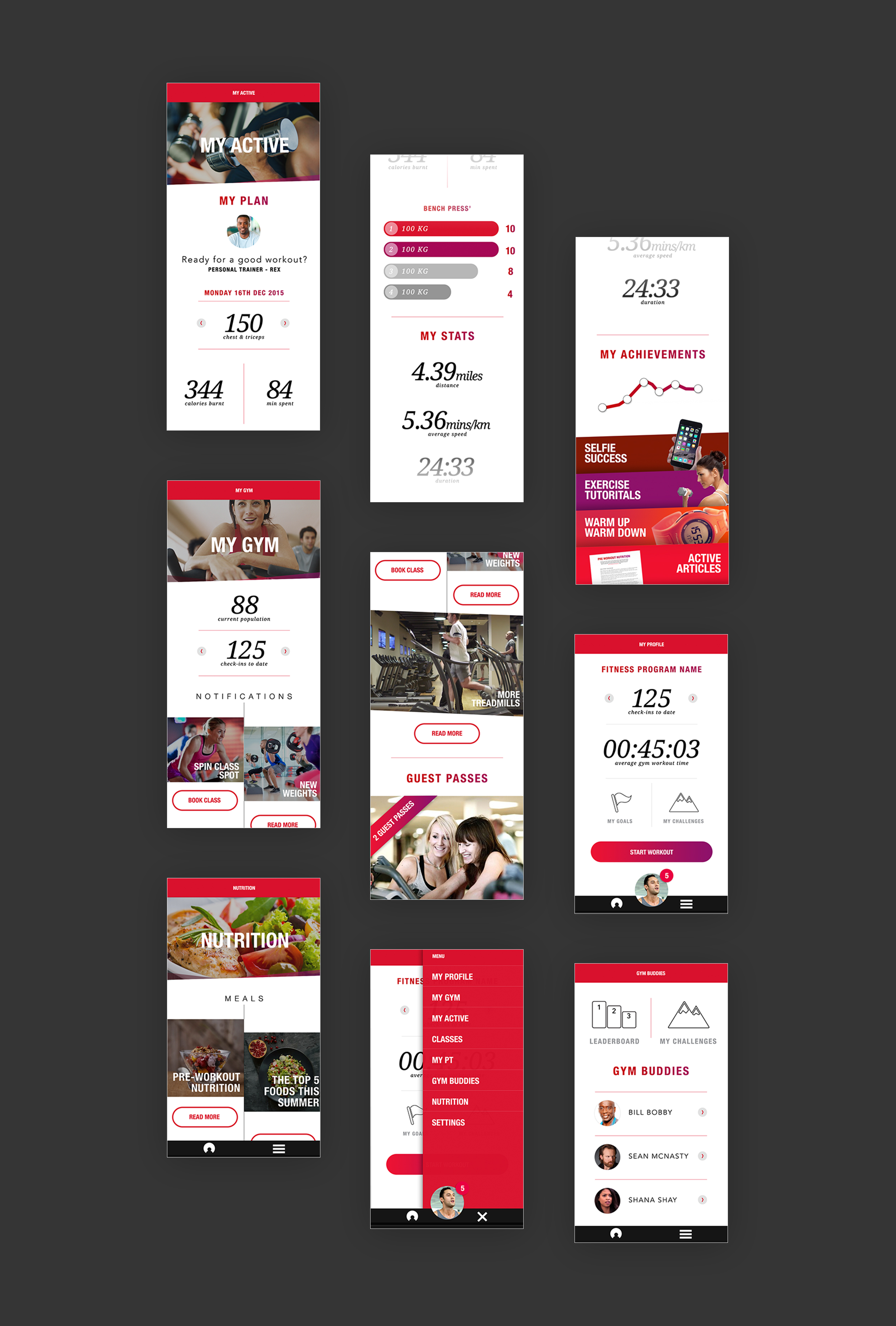 App screens