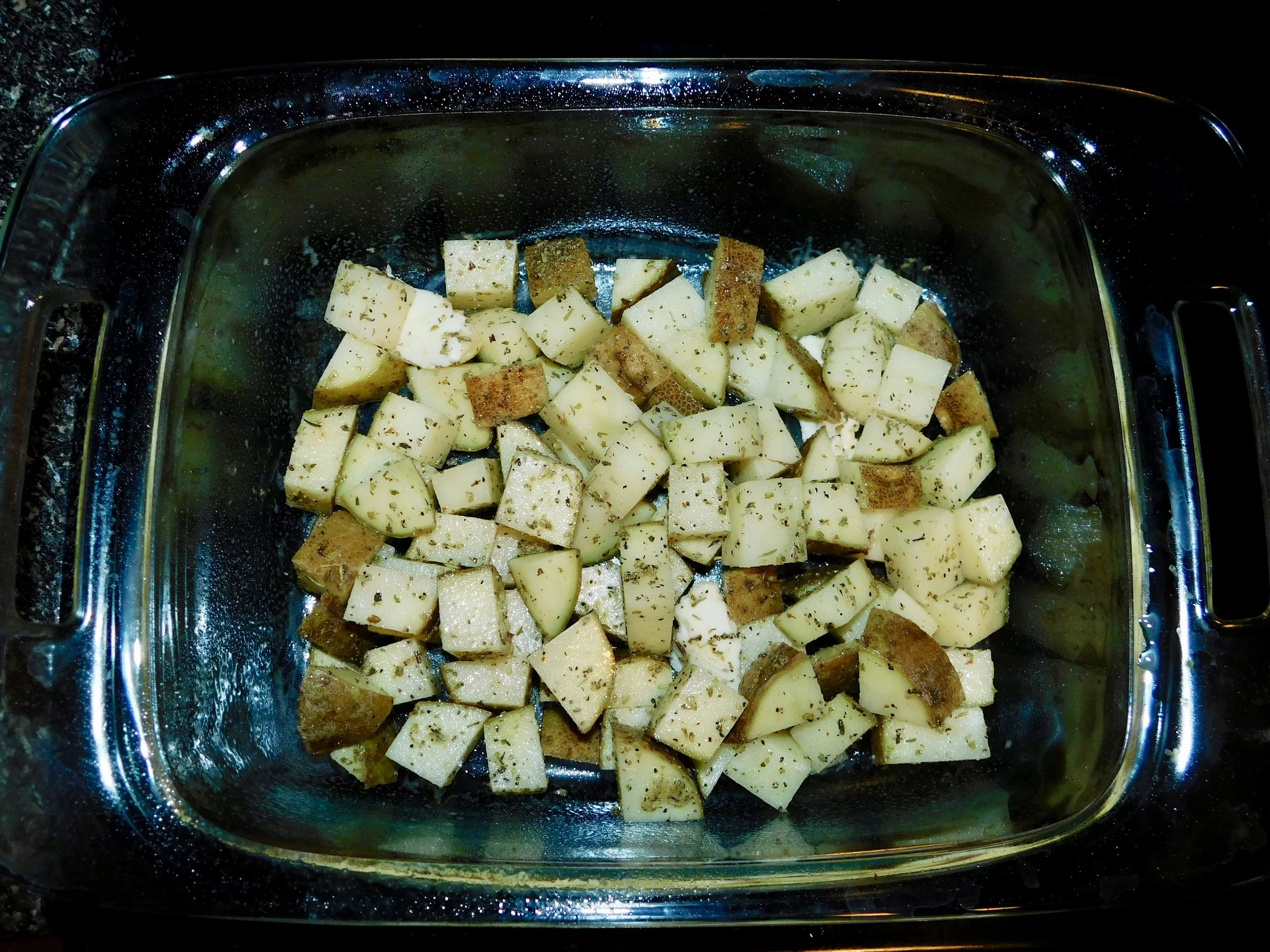 Roasted potatoes before going into the oven
