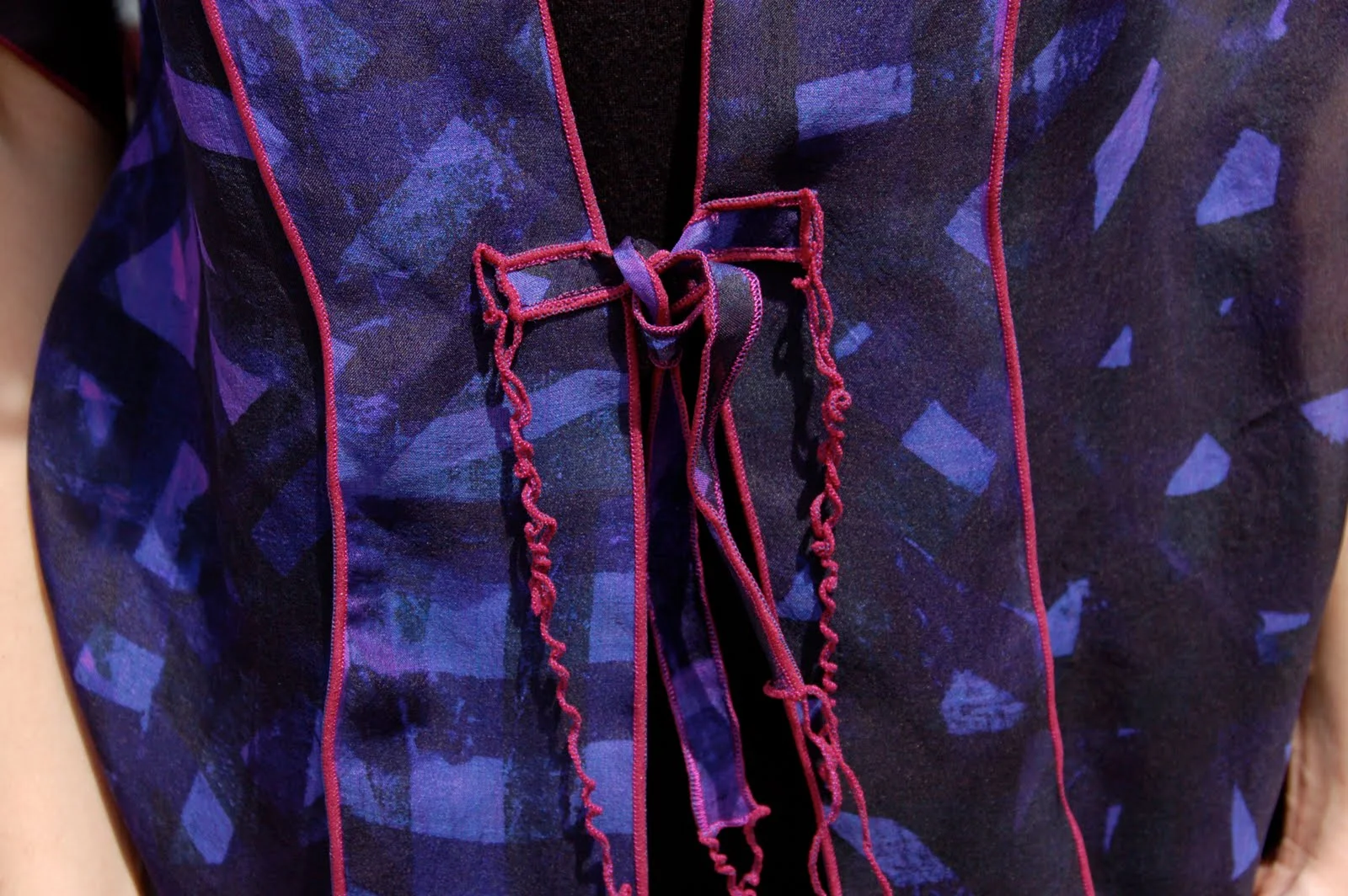 Silk organza Faux Kimono with serged edges