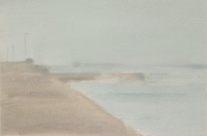 Pier and Headland IV, Oil and graphite on Arches Oil Paper, 19.2 x 24.7cm