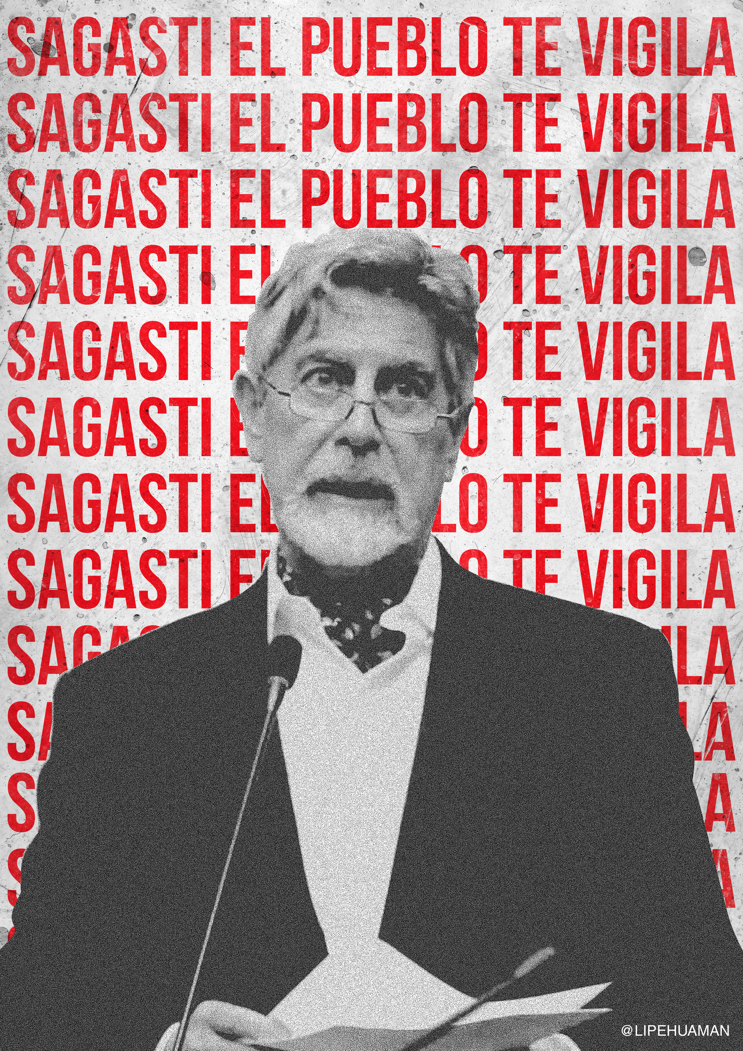  Graphic art ‘Sagasti el pueblo te vigila’ (Sagasti, the people are watching you) by Luis Felipe Huamán  ©Archivo Artivista Peruano 