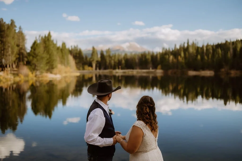 bride and groom eloping at sawmill reservoir. in Breckenridge colorado