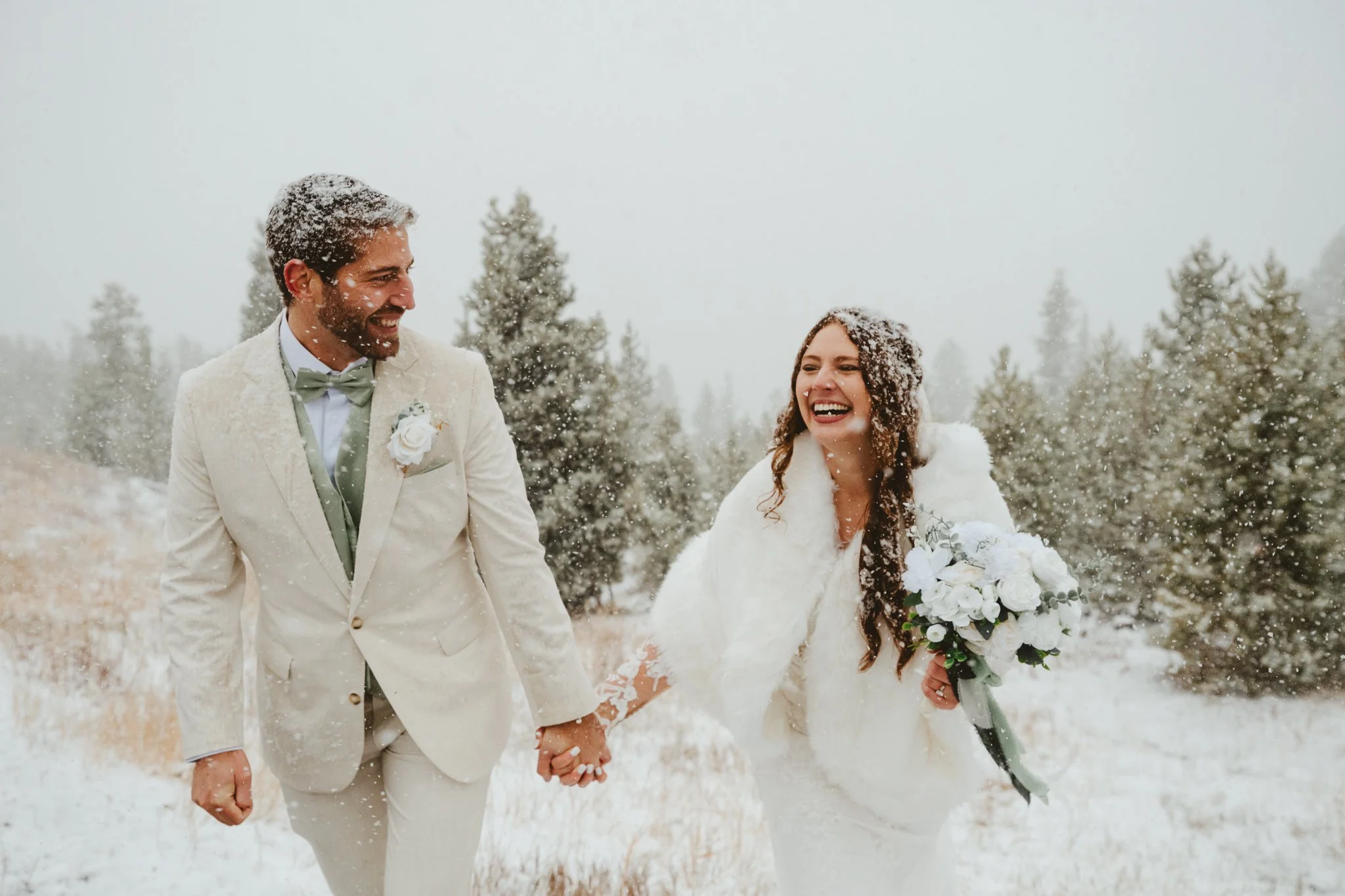rocky mountain national park copeland lake wedding ceremony site on a snowy day