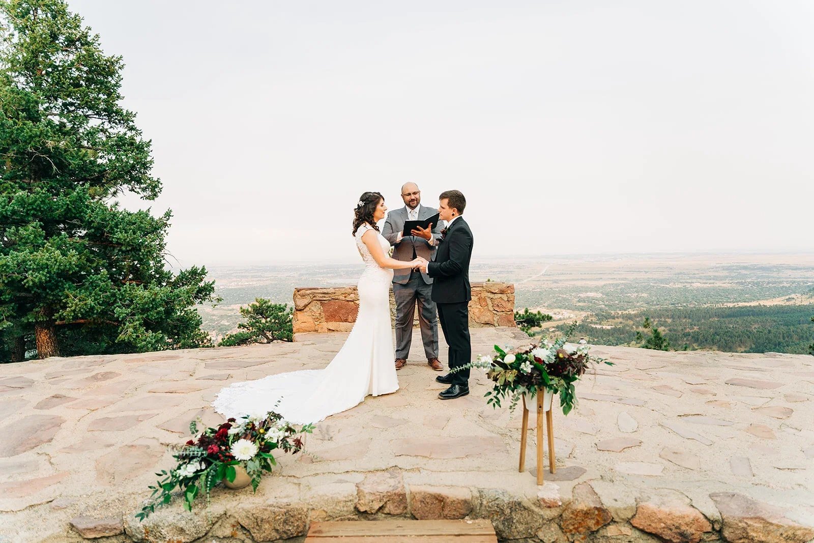 small wedding at sunrise amphitheater in boulder colorado