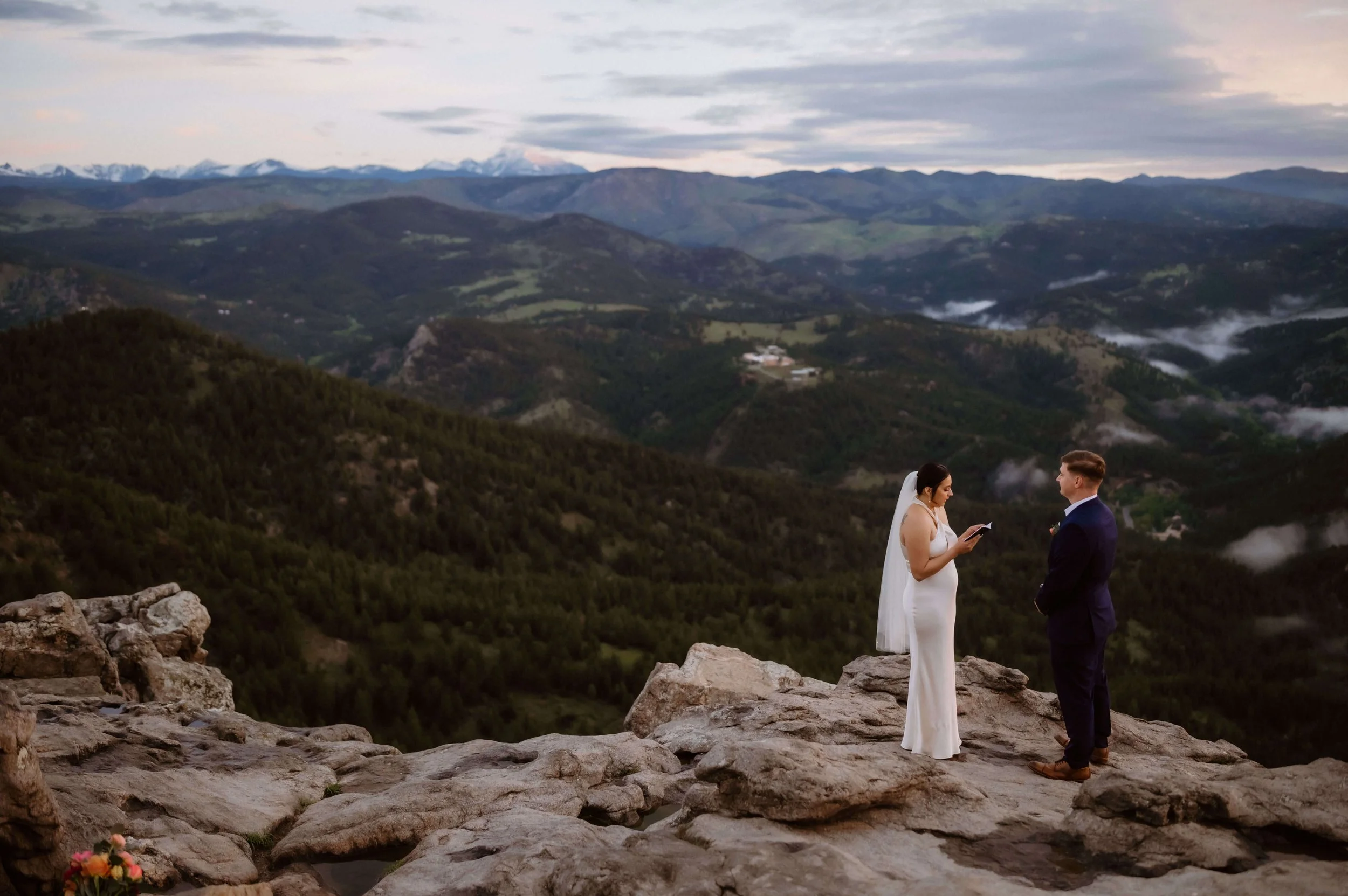 wedding ceremony at the top of lost gulch overlook