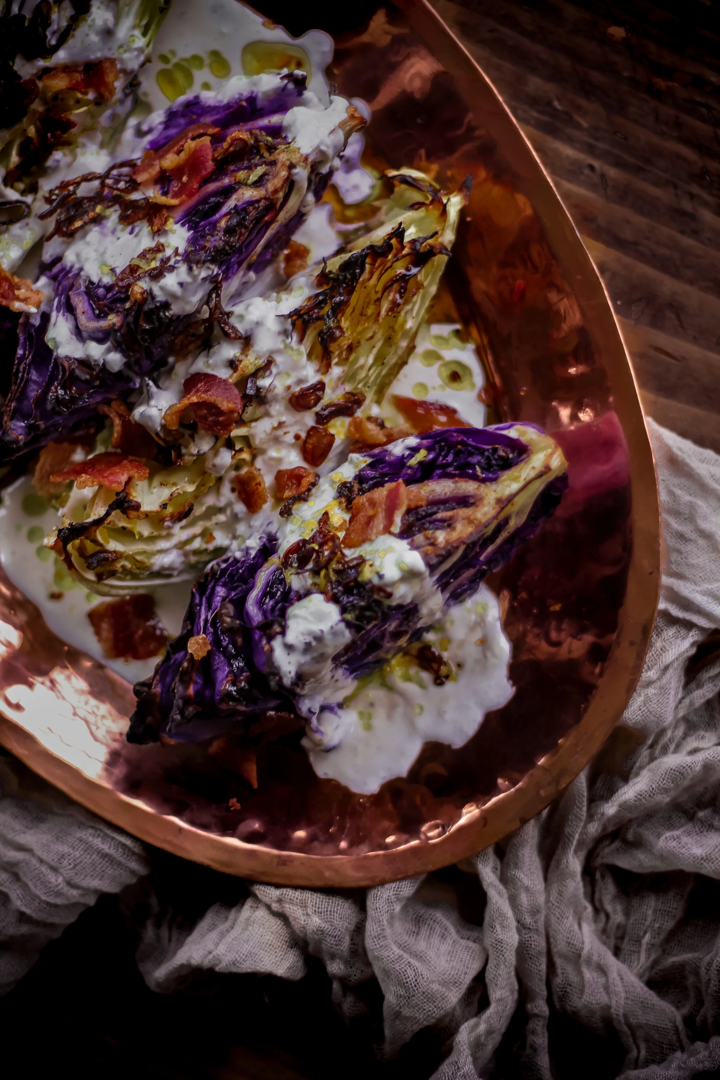 Roasted Cabbage with Horseradish Cream Sauce