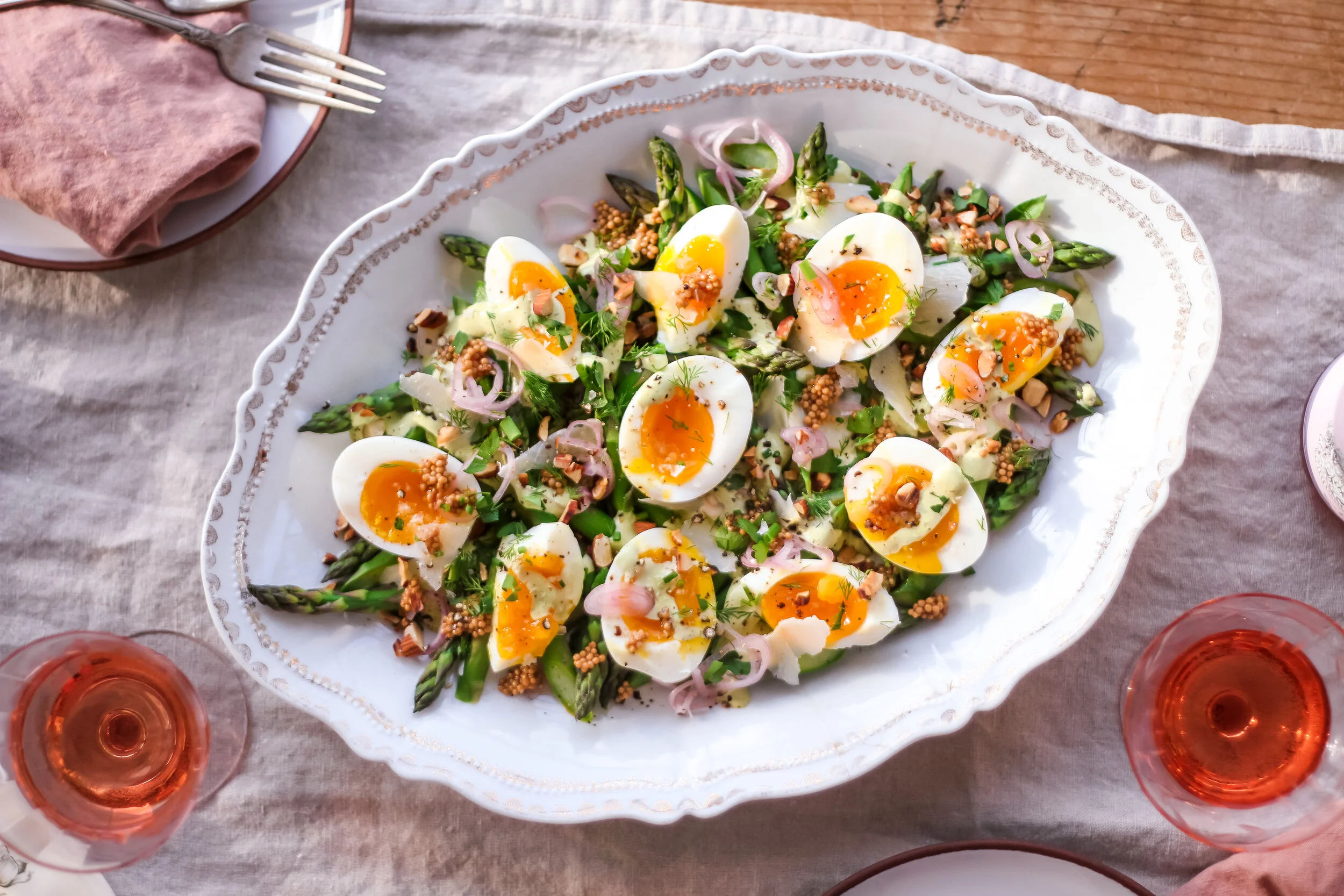 Jammy Egg And Asparagus Salad An Easy Spring Salad With Soft Boiled Eggs And Blanched Asparagus Inherited Salt