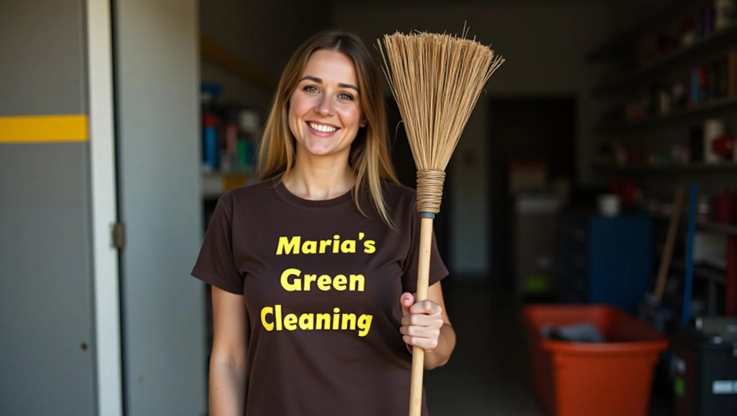 Professional using cleaning tools for a well-maintained residential garage