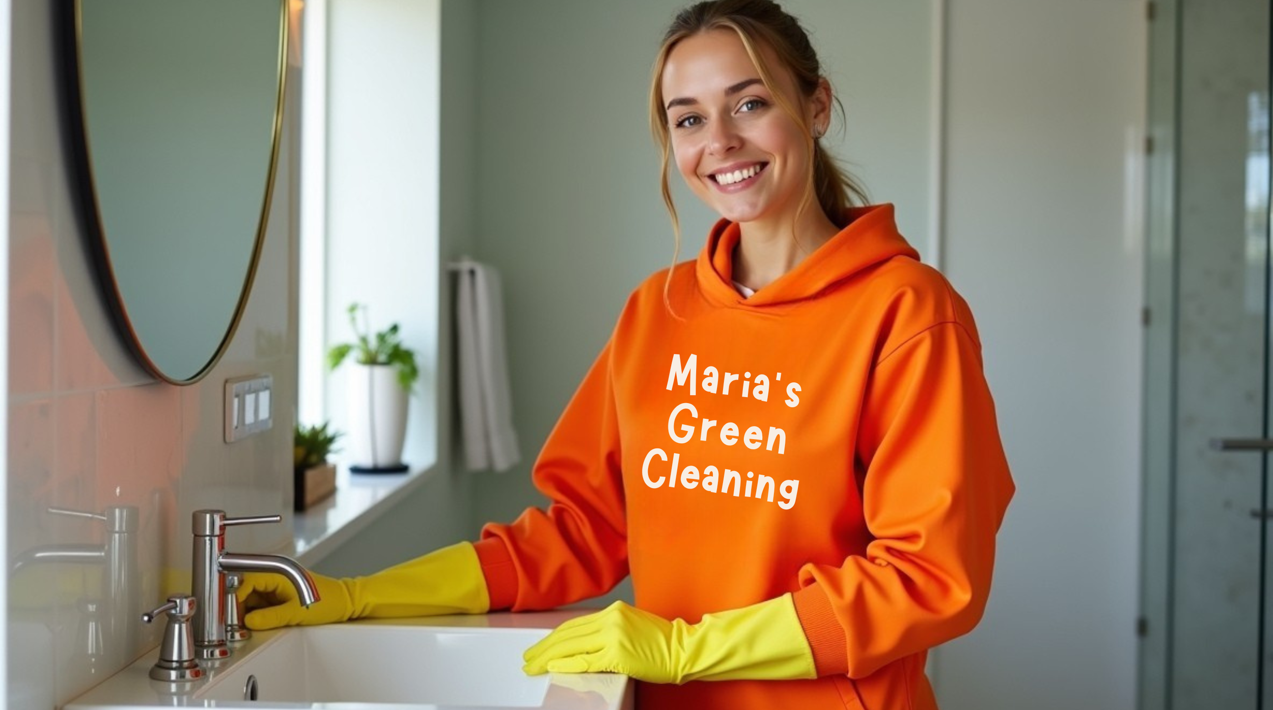 Maid Scrubbing a Sink With Baking Soda and Lemon