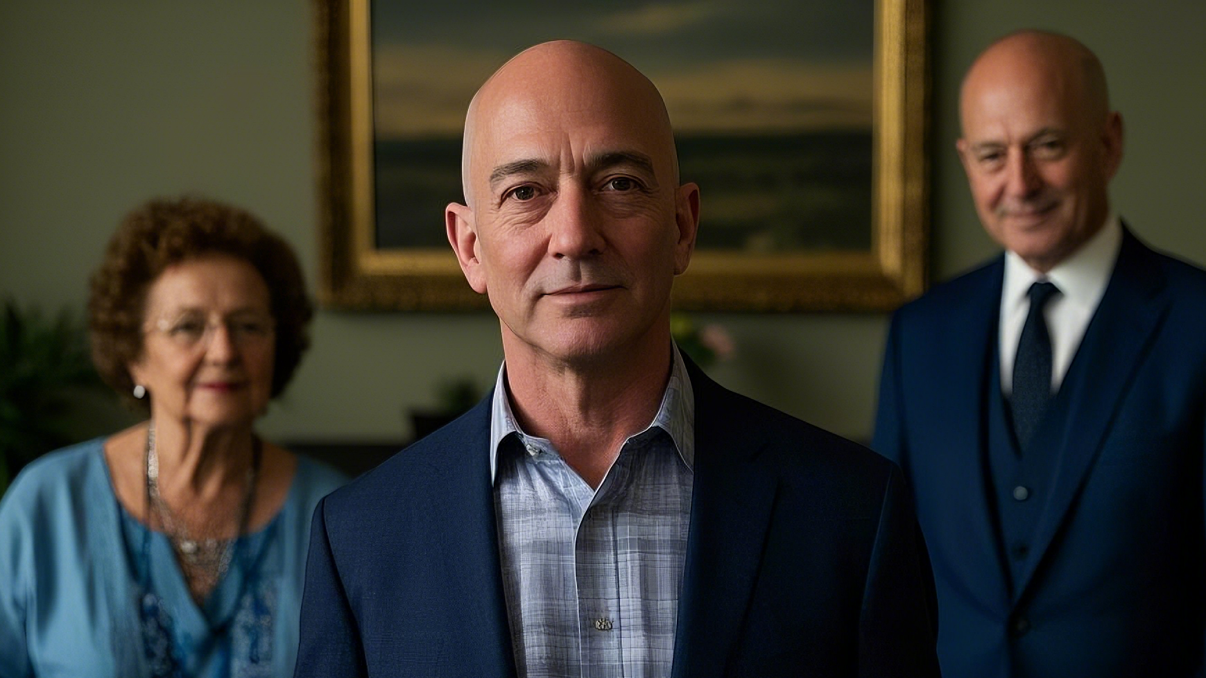 Jeff Bezos and his parents are both standing tall.