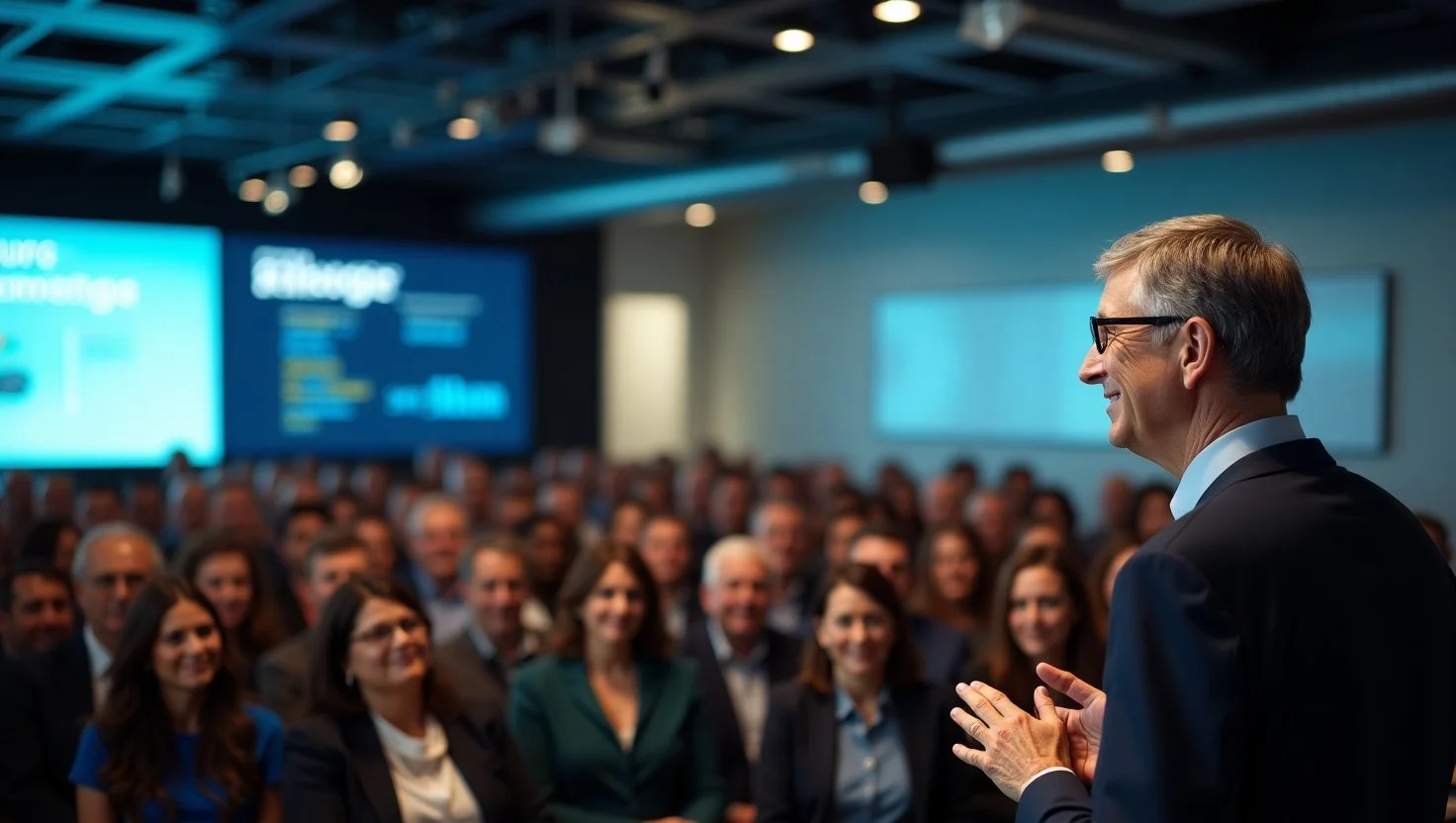 Bill Gates Sharing His Leadership Philosophy With Aspiring Business Minds