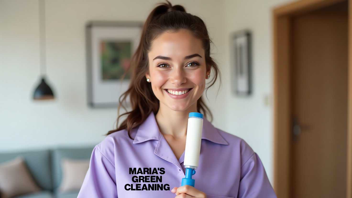 Housekeeper Cleaning Upholstered Chairs using a Reusable Lint Roller