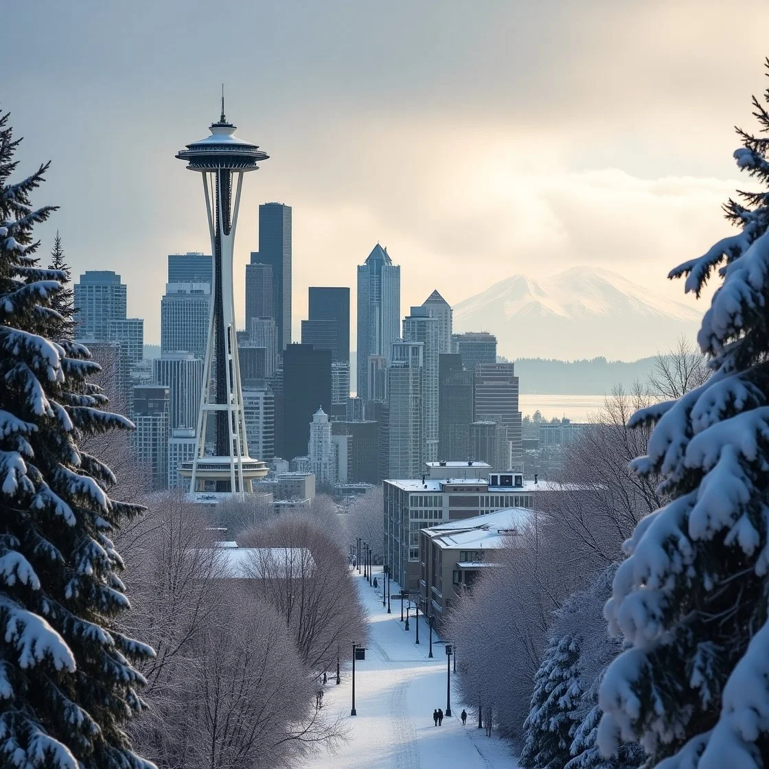 All white seattle having a lot of snows.