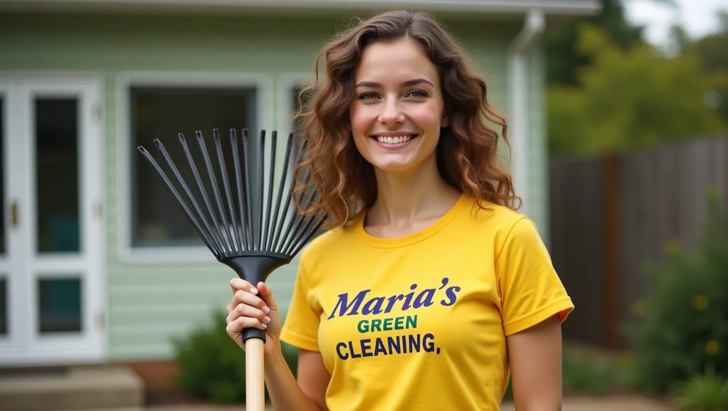 The expert cleaner is prepared to clean the patio.