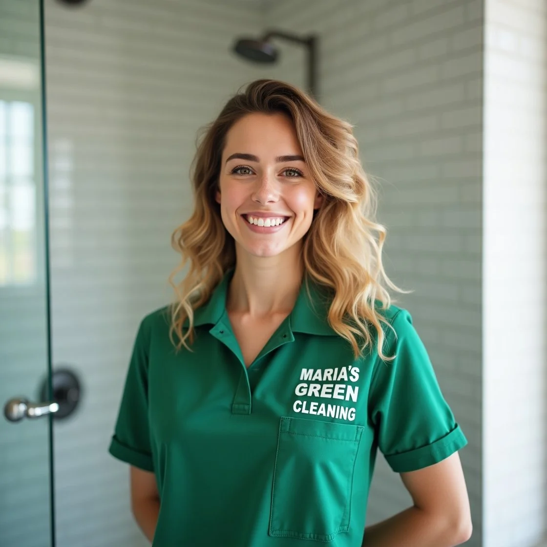 Deep cleaning grout lines in a tiled shower by a professional.