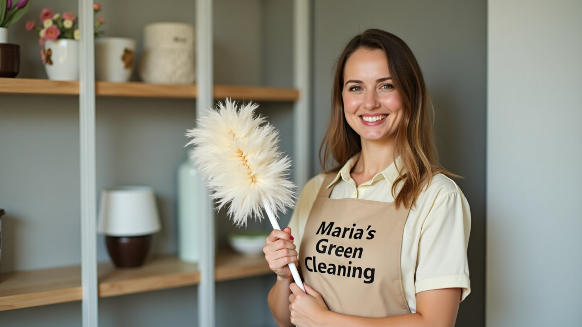 Accredited professional removing fingerprints and dust from a store display