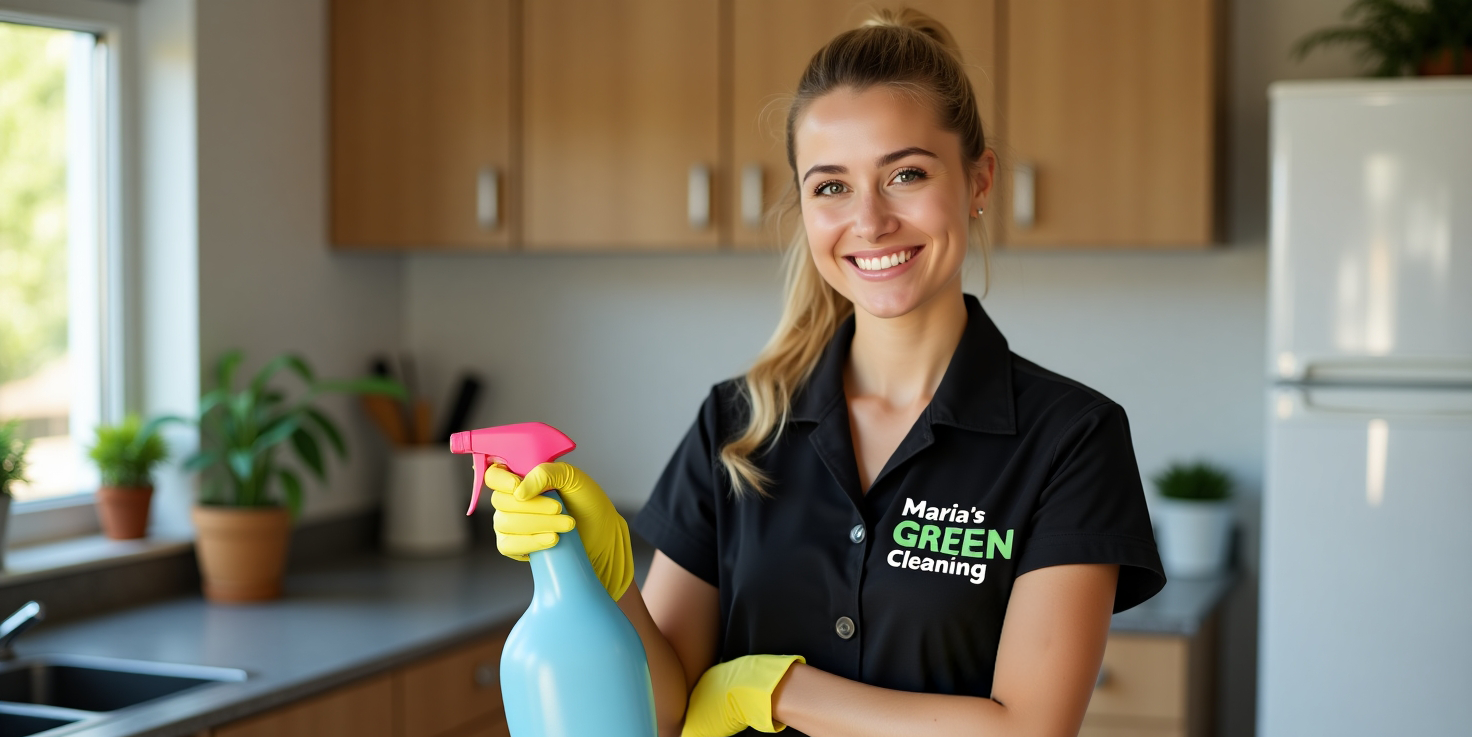A professional using a homemade citrus disinfectant to clean a counter